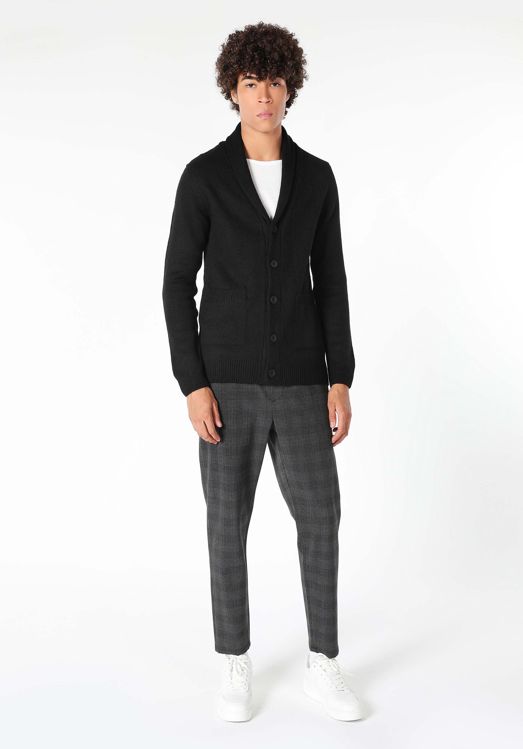 Slim Fit   Erkek Siyah Hırka