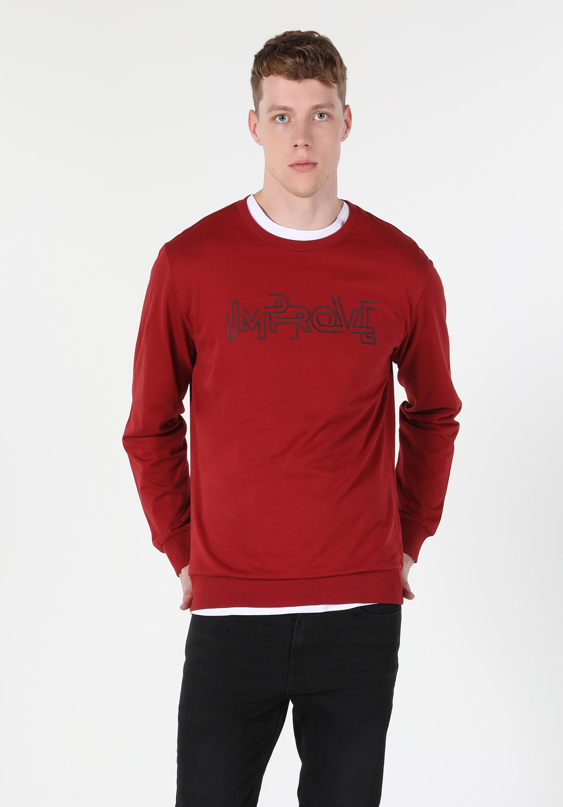 Regular Fit   Erkek Kirmizi Sweatshirt