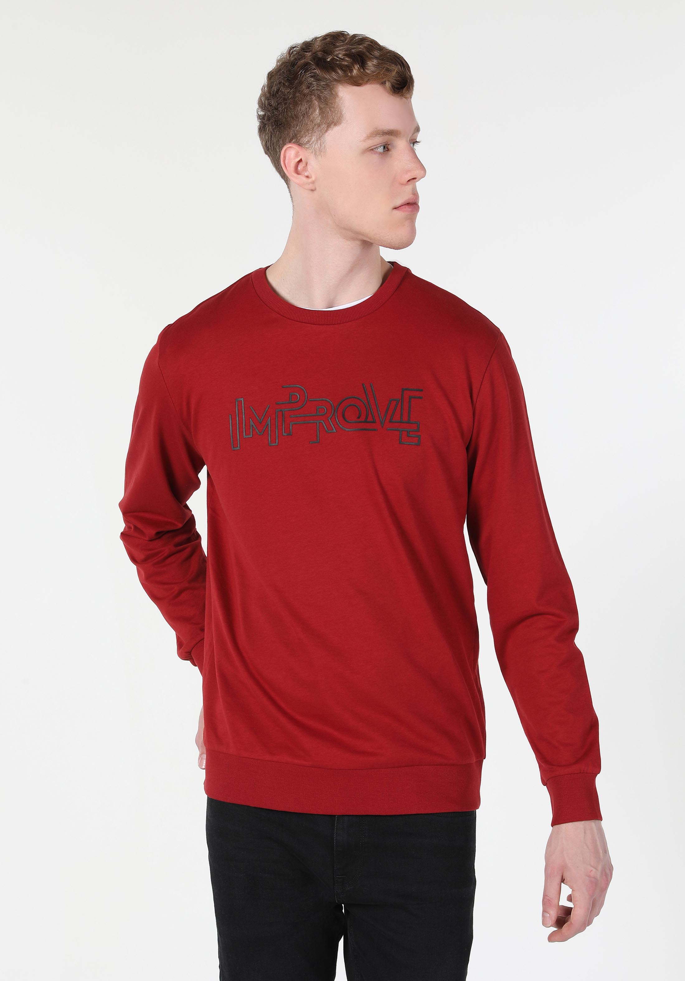 Regular Fit   Erkek Kirmizi Sweatshirt