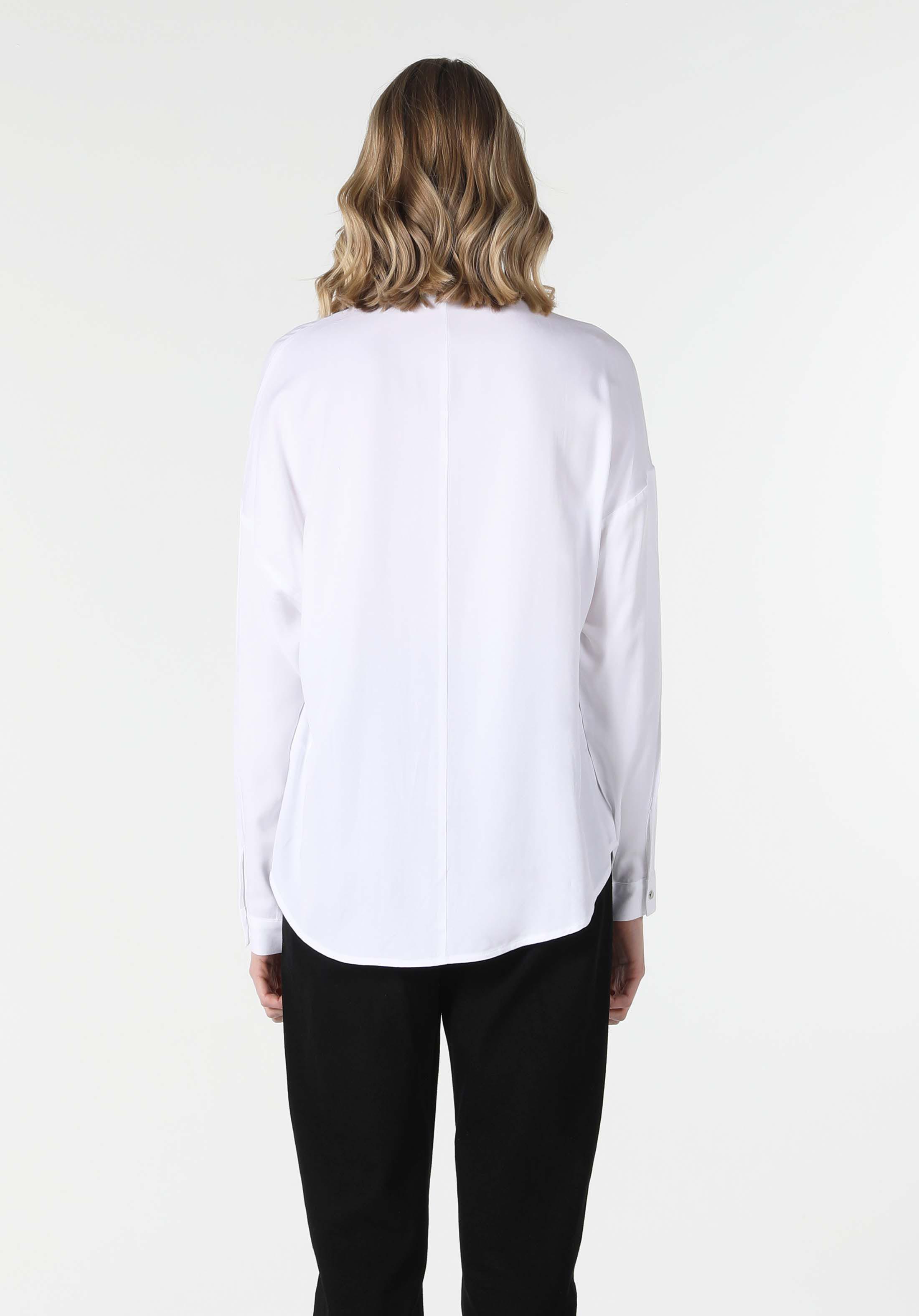 Regular Fit Shirt Neck  Kadın Beyaz Uzun Kol Gömlek Cl1057283