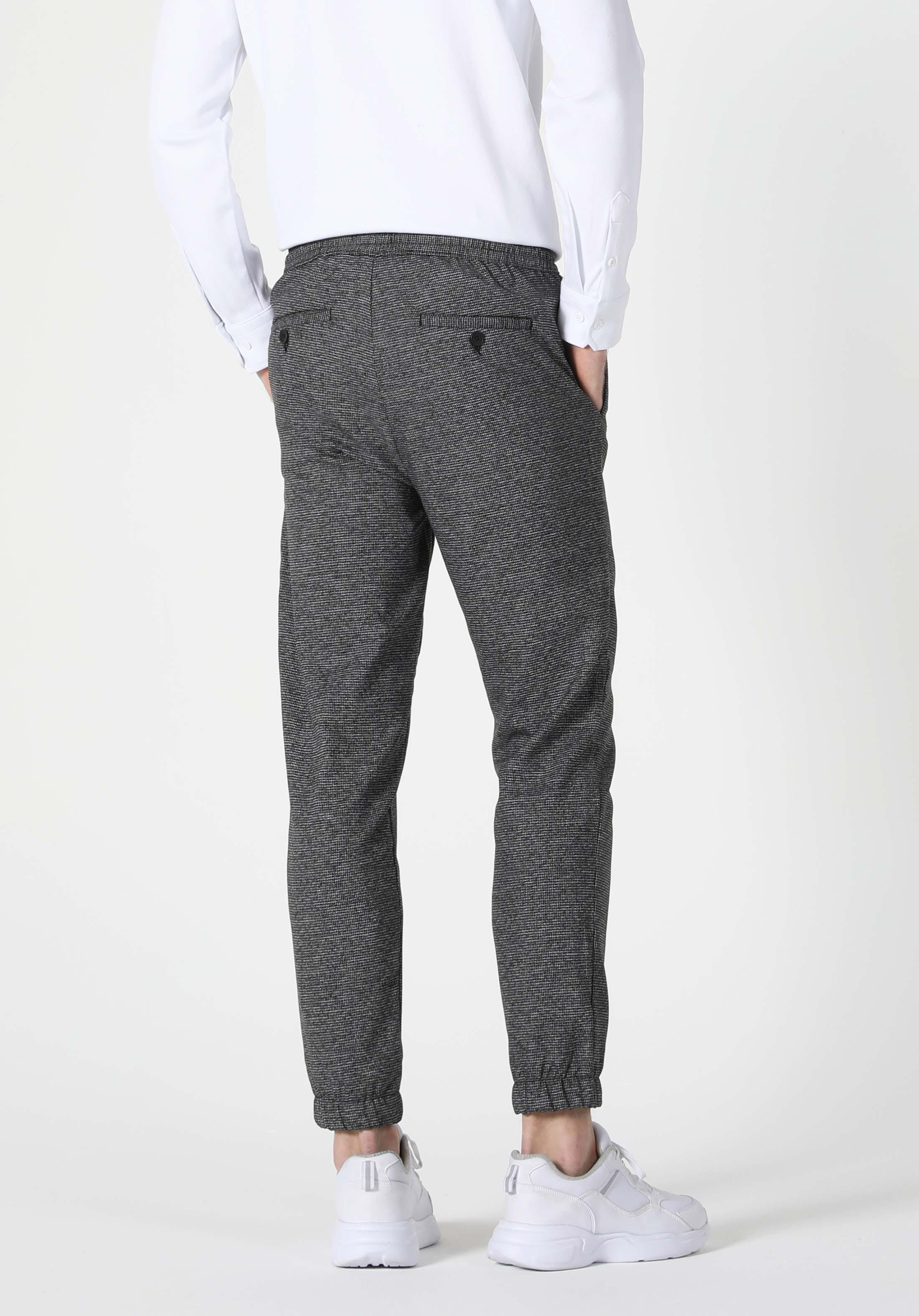 Slim Fit Orta Bel Düz Paça Erkek Siyah  Pantolon
