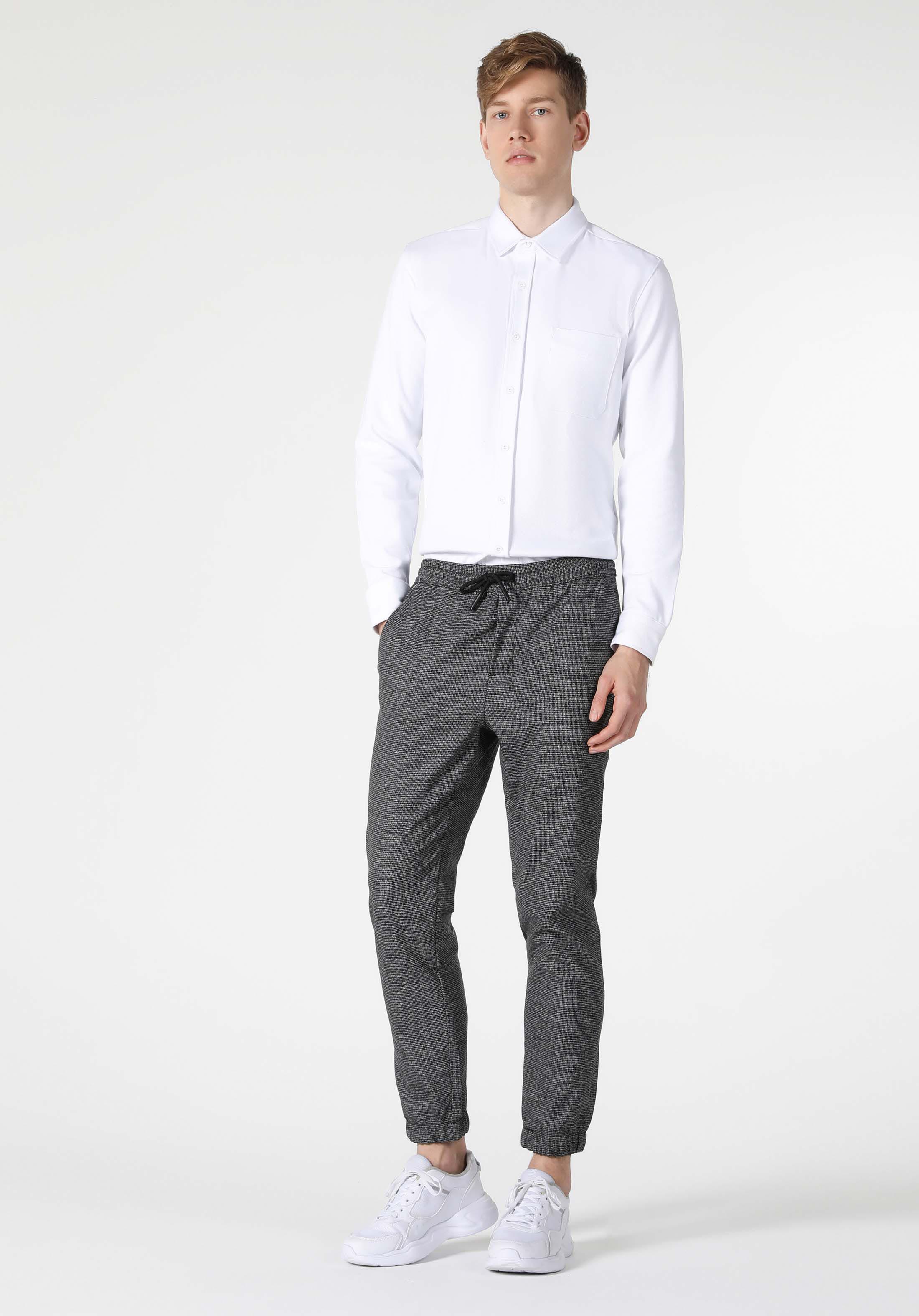 Slim Fit Orta Bel Düz Paça Erkek Siyah  Pantolon