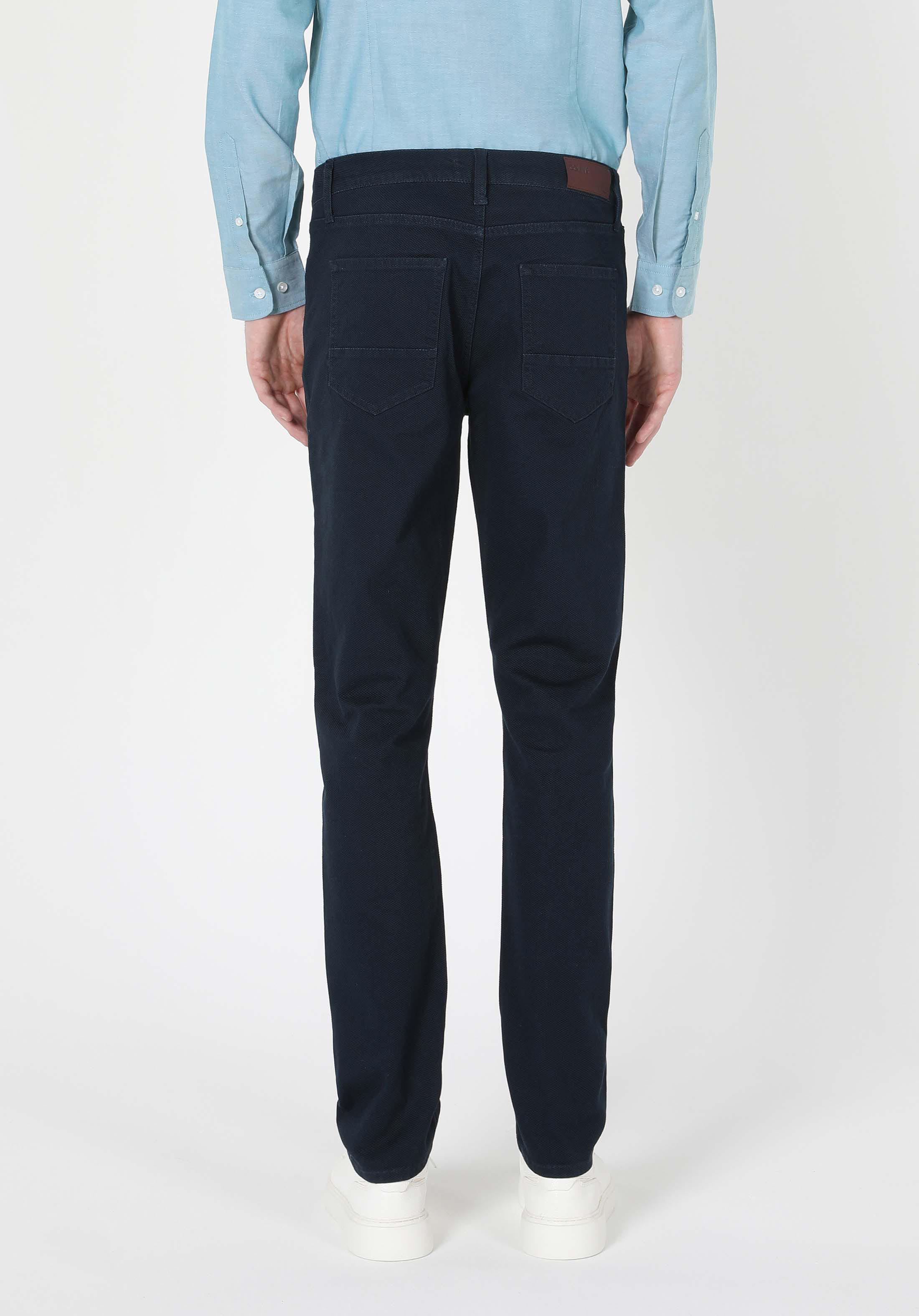 Straight Fit Orta Bel Düz Paça Erkek Lacivert  Pantolon