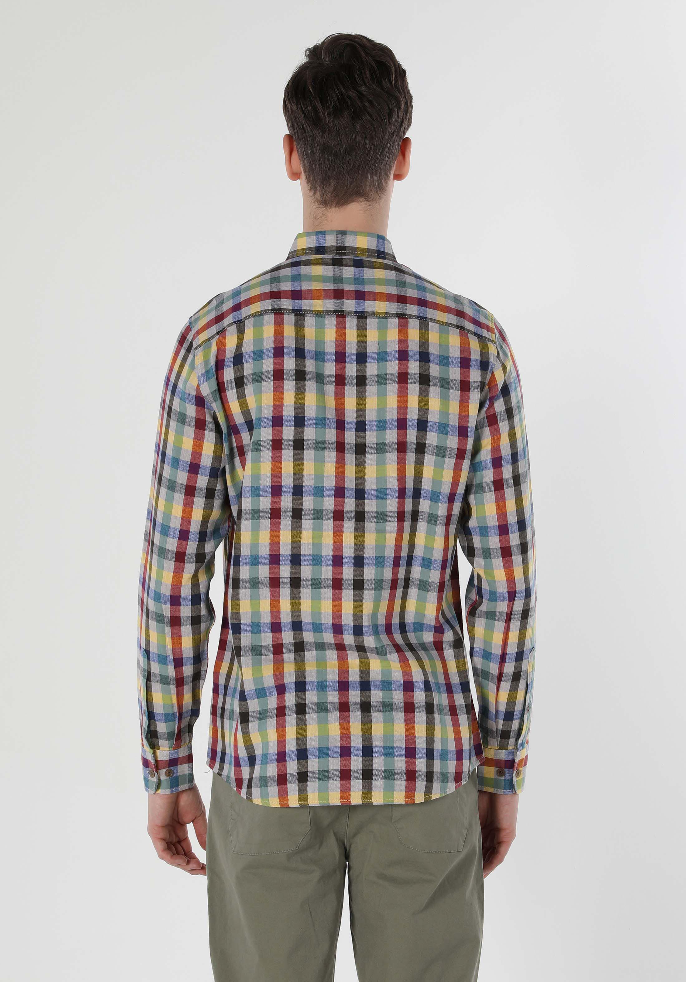Regular Fit Shirt Neck  Erkek Çok Renkli Uzun Kol Gömlek Cl1058631
