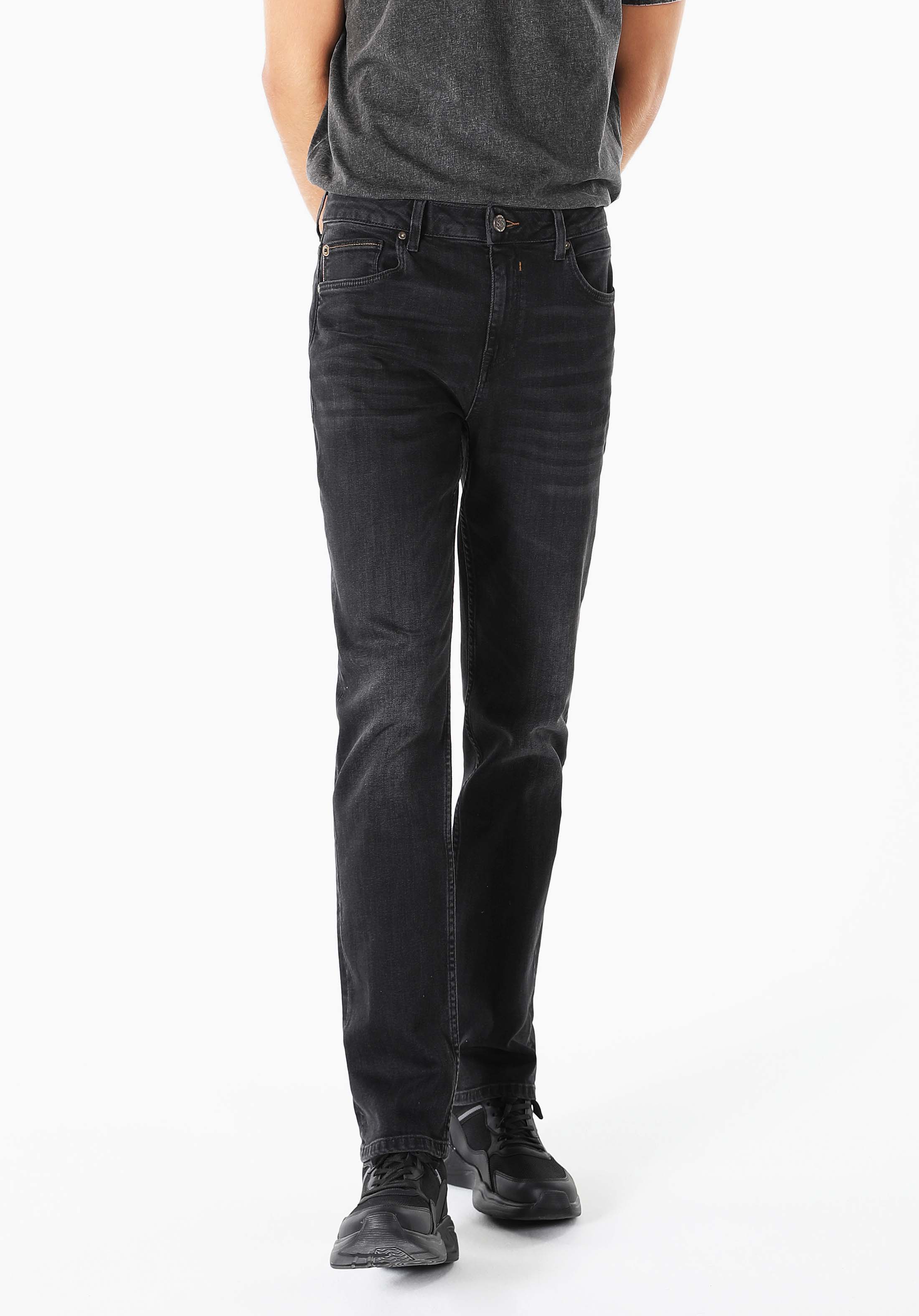 Regular Fit Orta Bel Düz Paça Erkek Siyah Jean Pantolon