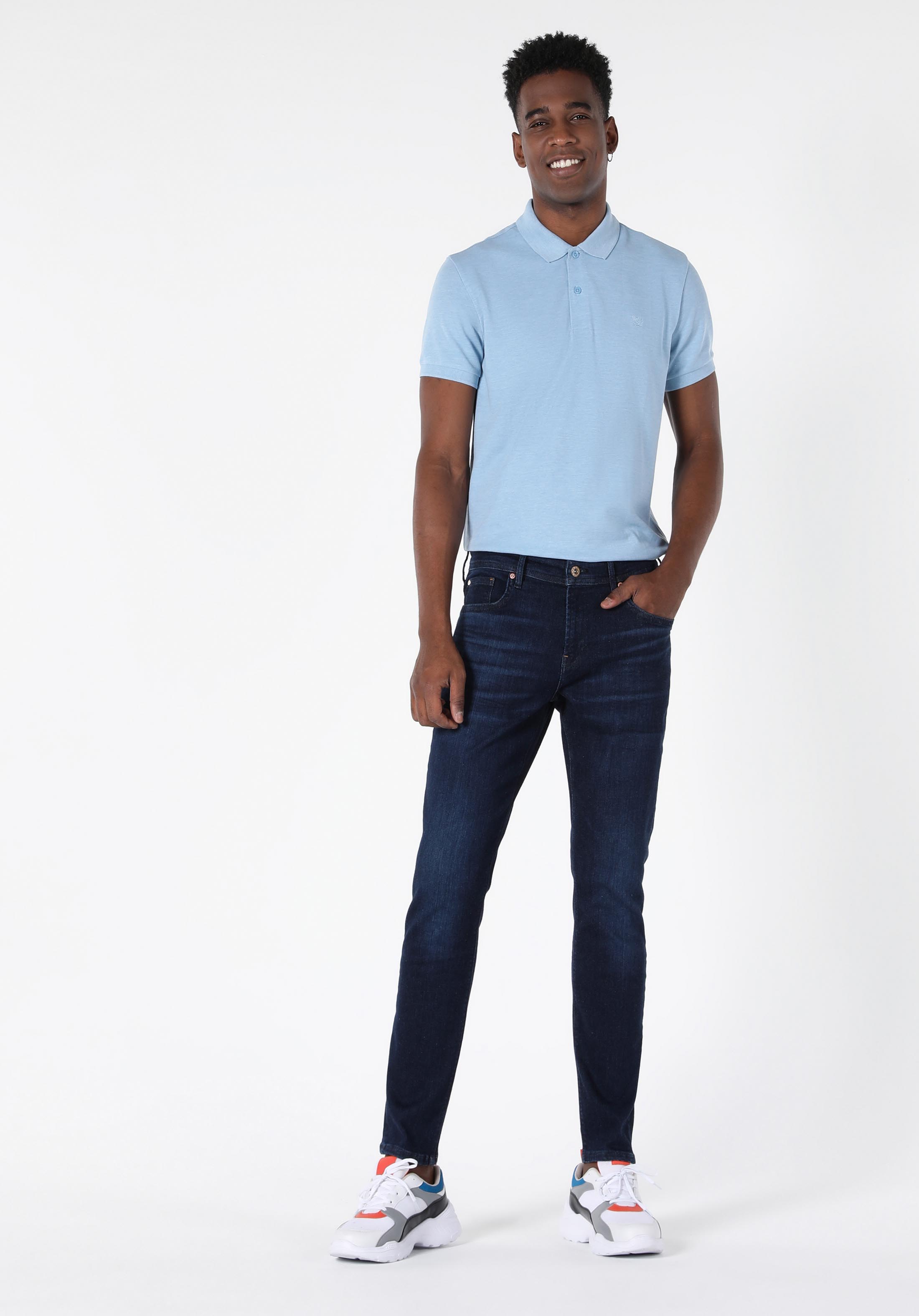 SELFSIZED 041 DANNY Dar Kesim Düşük Bel Dar Paça Koyu Mavi Erkek Pantolon