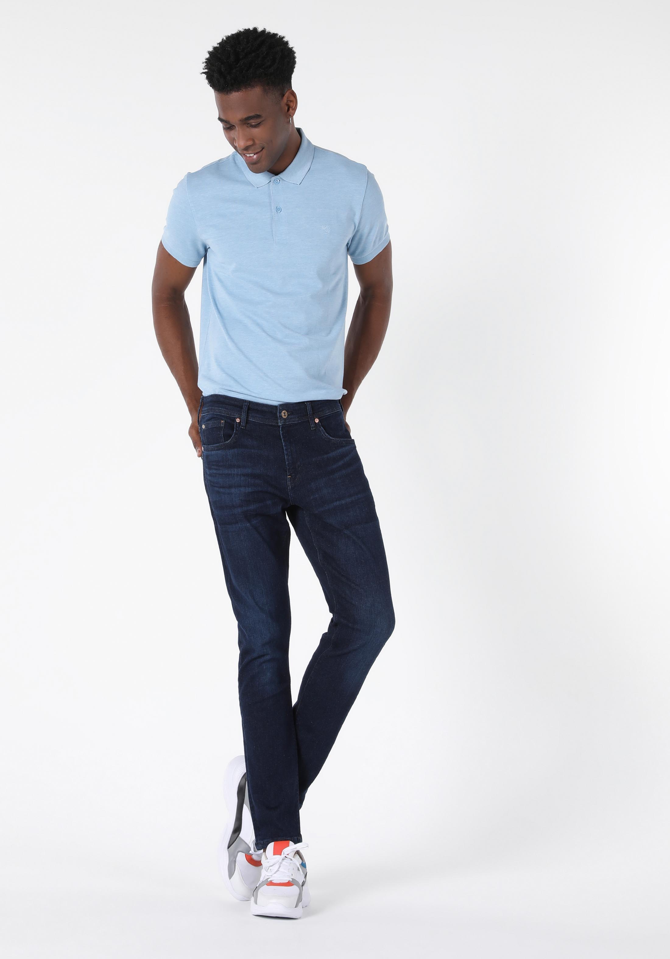 SELFSIZED 041 DANNY Dar Kesim Düşük Bel Dar Paça Koyu Mavi Erkek Pantolon