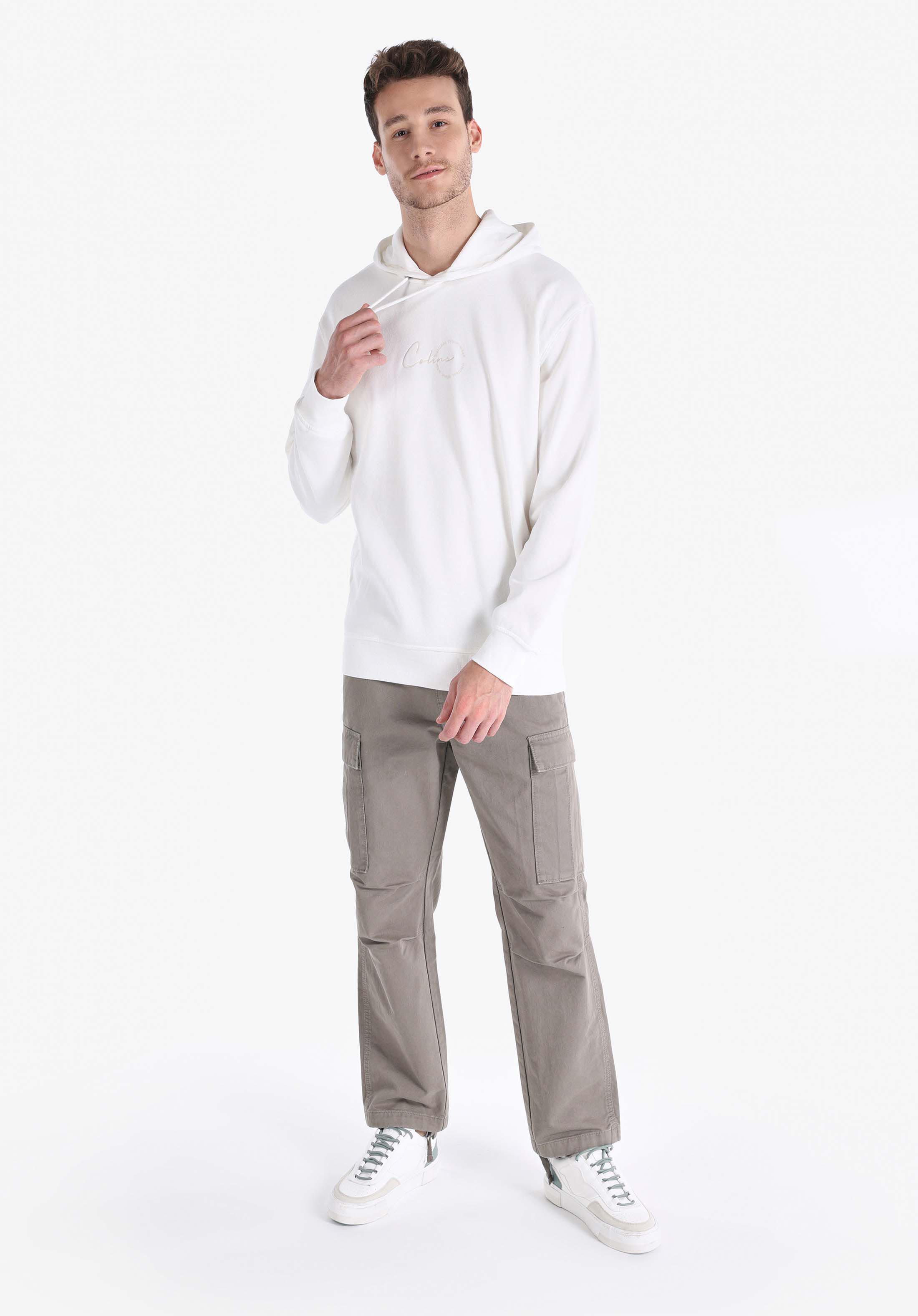Comfort Fit   Erkek Beyaz Sweatshirt