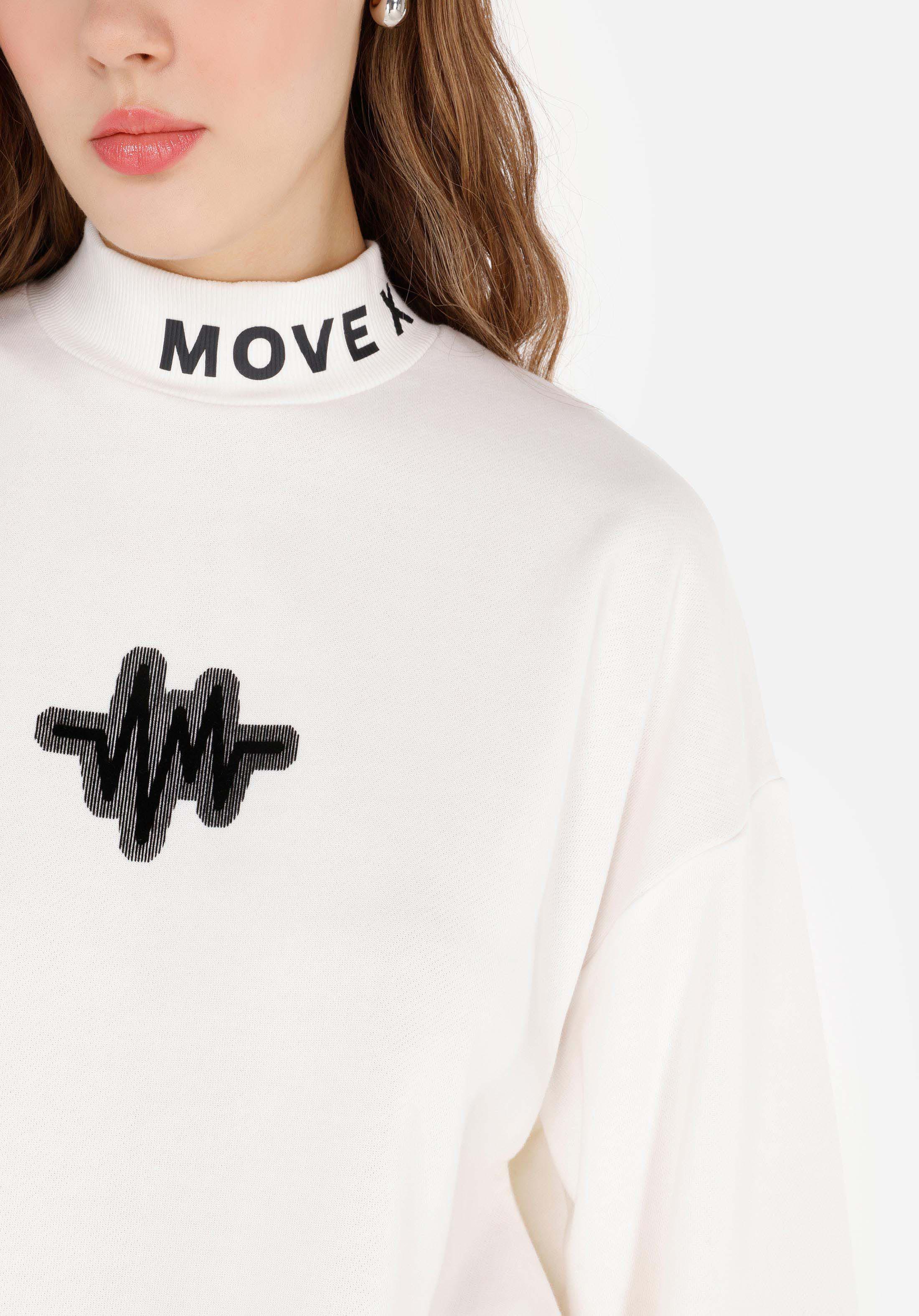 Regular Fit High Neck  Kadın Beyaz Uzun Kol Tişört