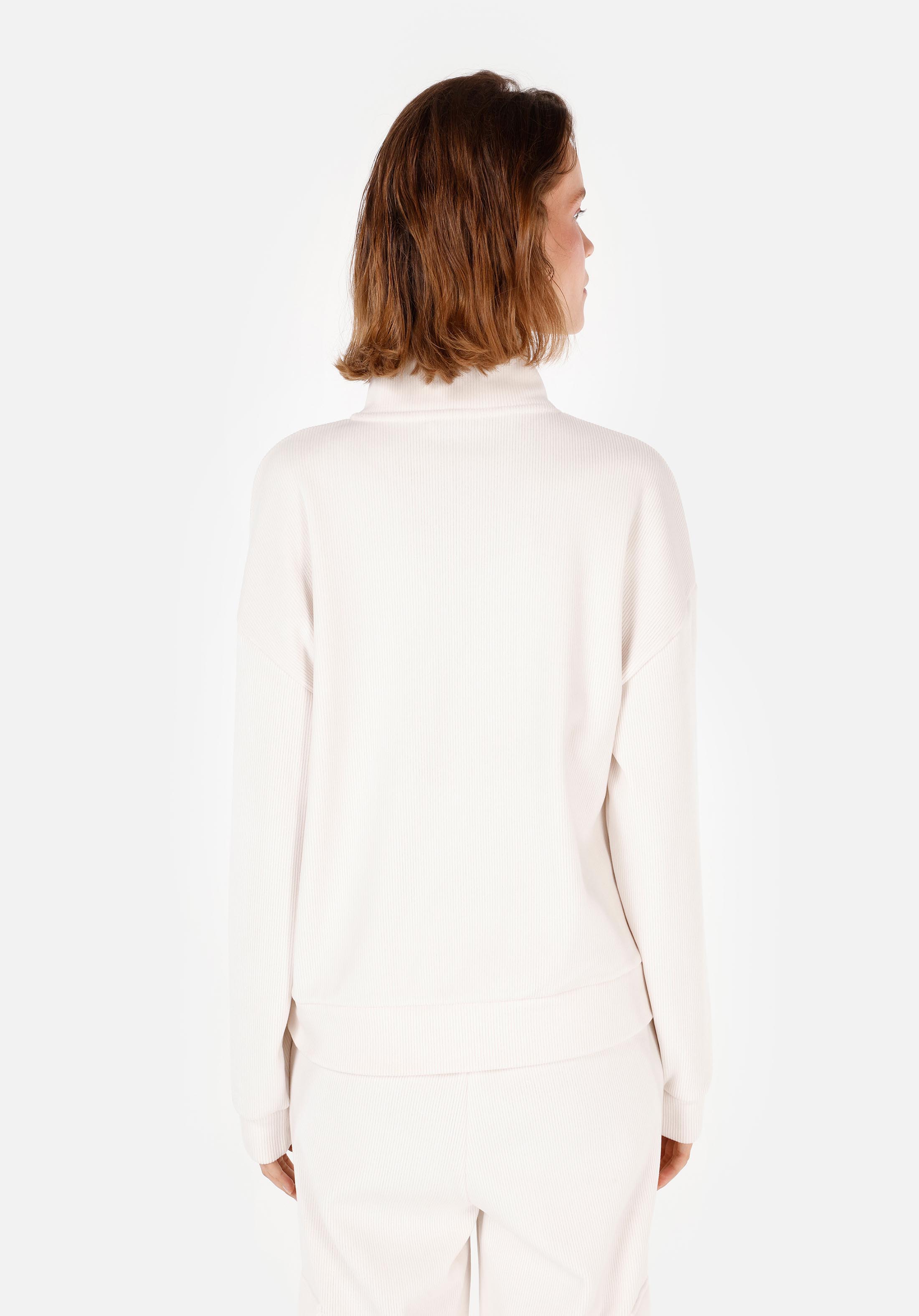 Regular Fit Fermuarlı  Kadın Ekru Sweatshirt