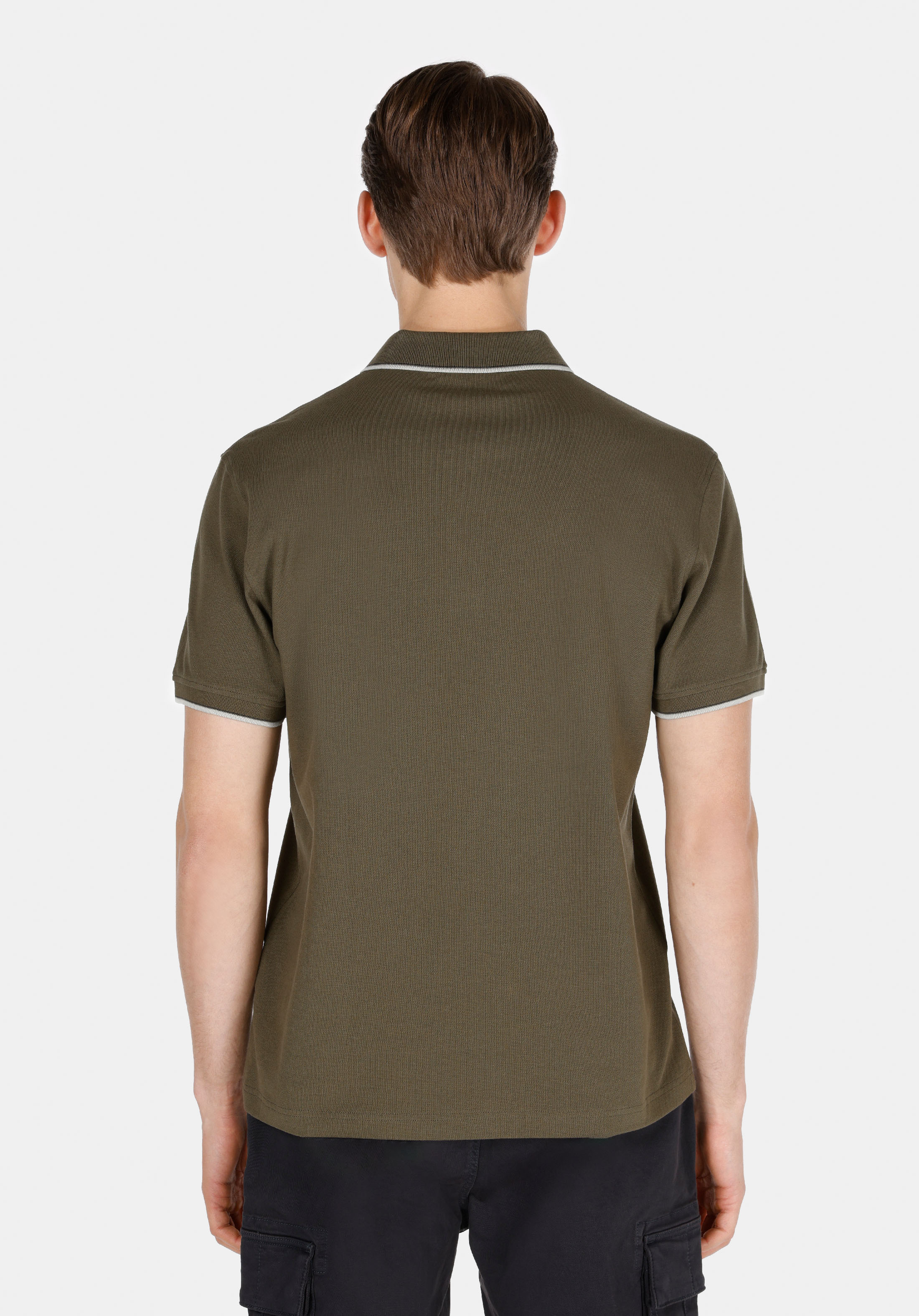 Regular Fit Polo Yaka Düz Erkek Yeşil Kısa Kol Tişört