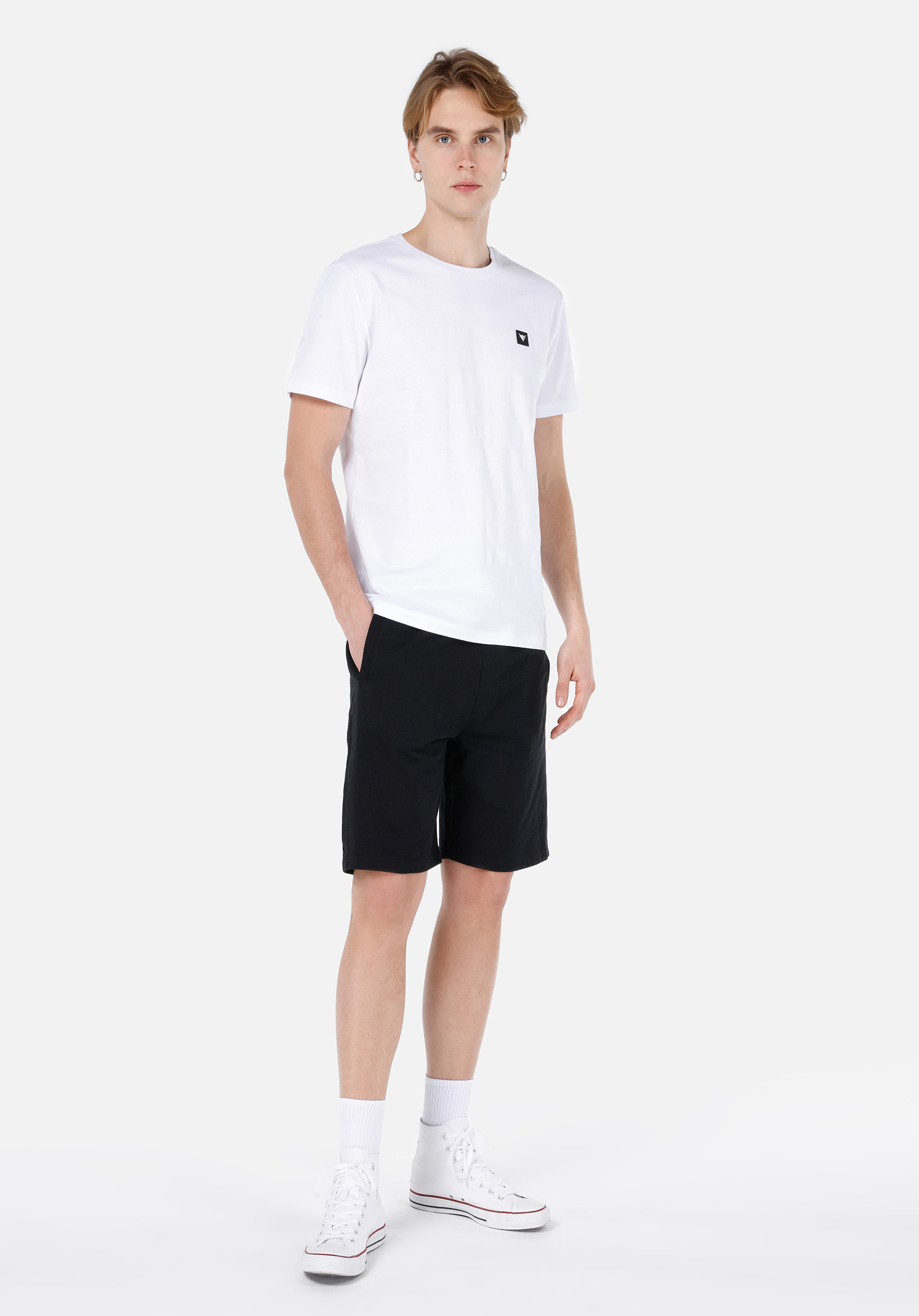 Regular Fit Orta Bel Düz Erkek Siyah Şort
