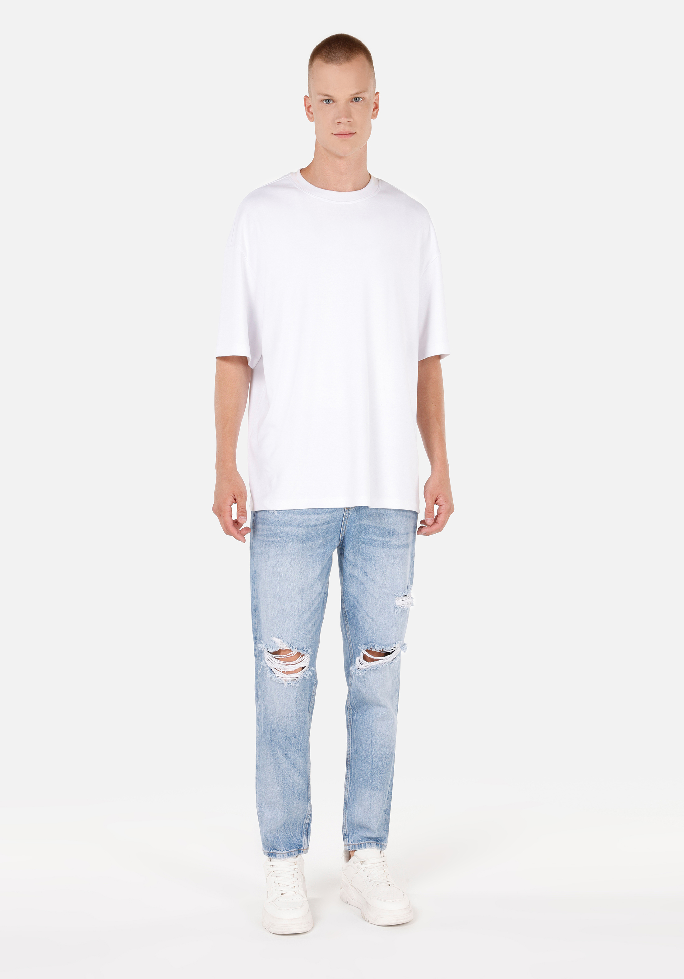Loose Tapered Fit   Erkek İndigo Jean Pantolon