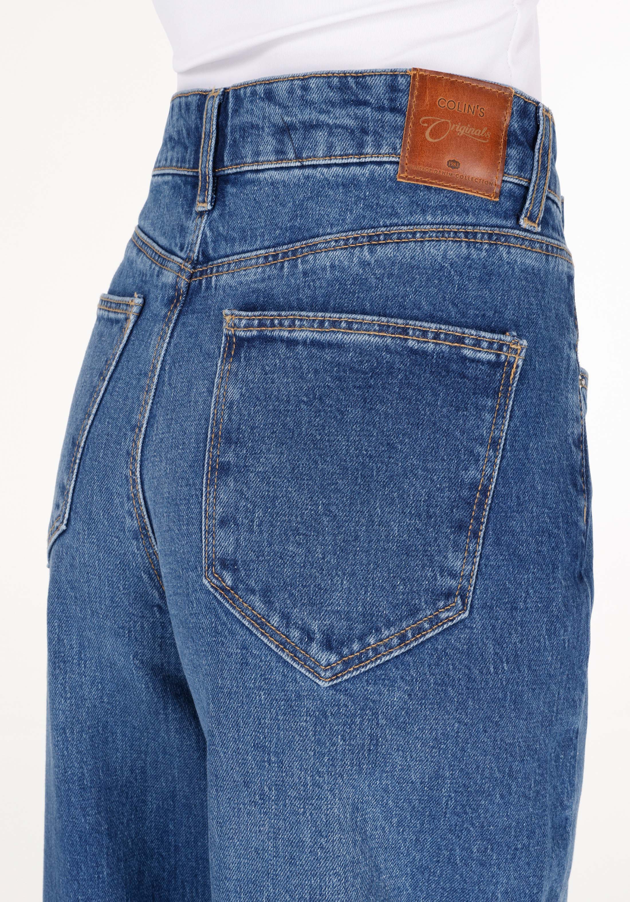 Barrel Fit Orta Bel Düz Paça Kadın İndigo Jean Pantolon