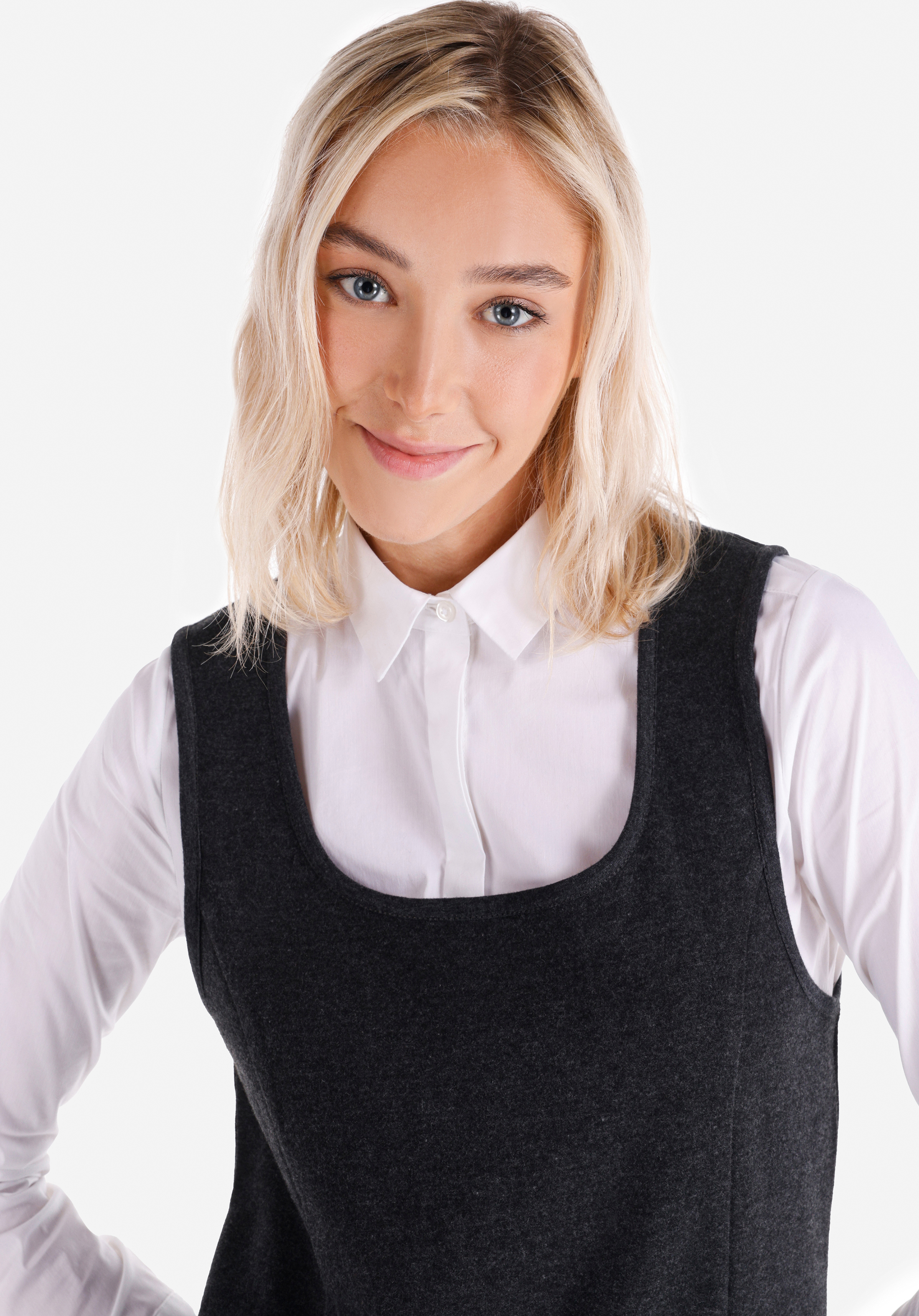 Regular Fit  Kadın Antrasit Kolsuz Elbise