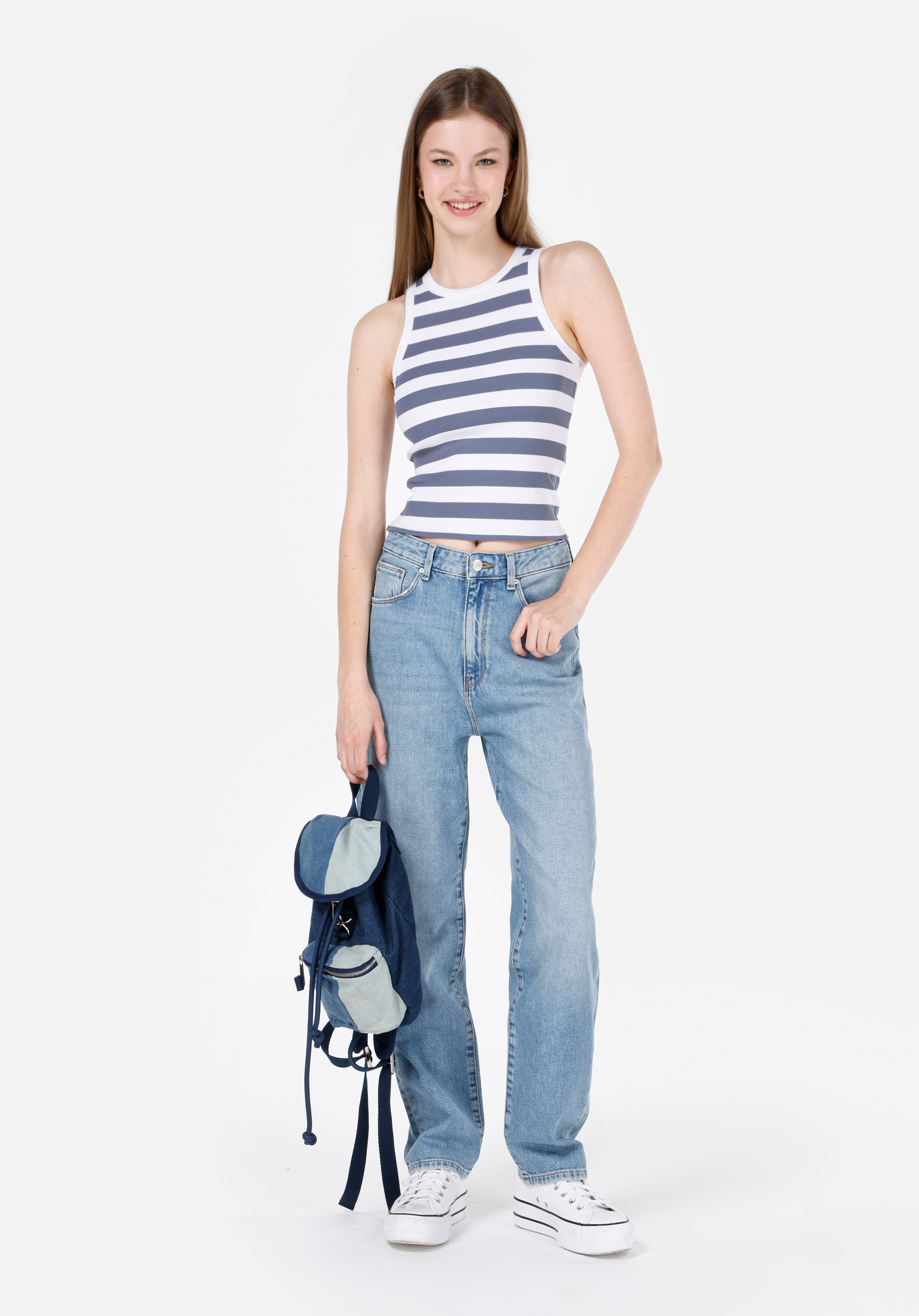 Straight Fit   Kadın İndigo Jean Pantolon