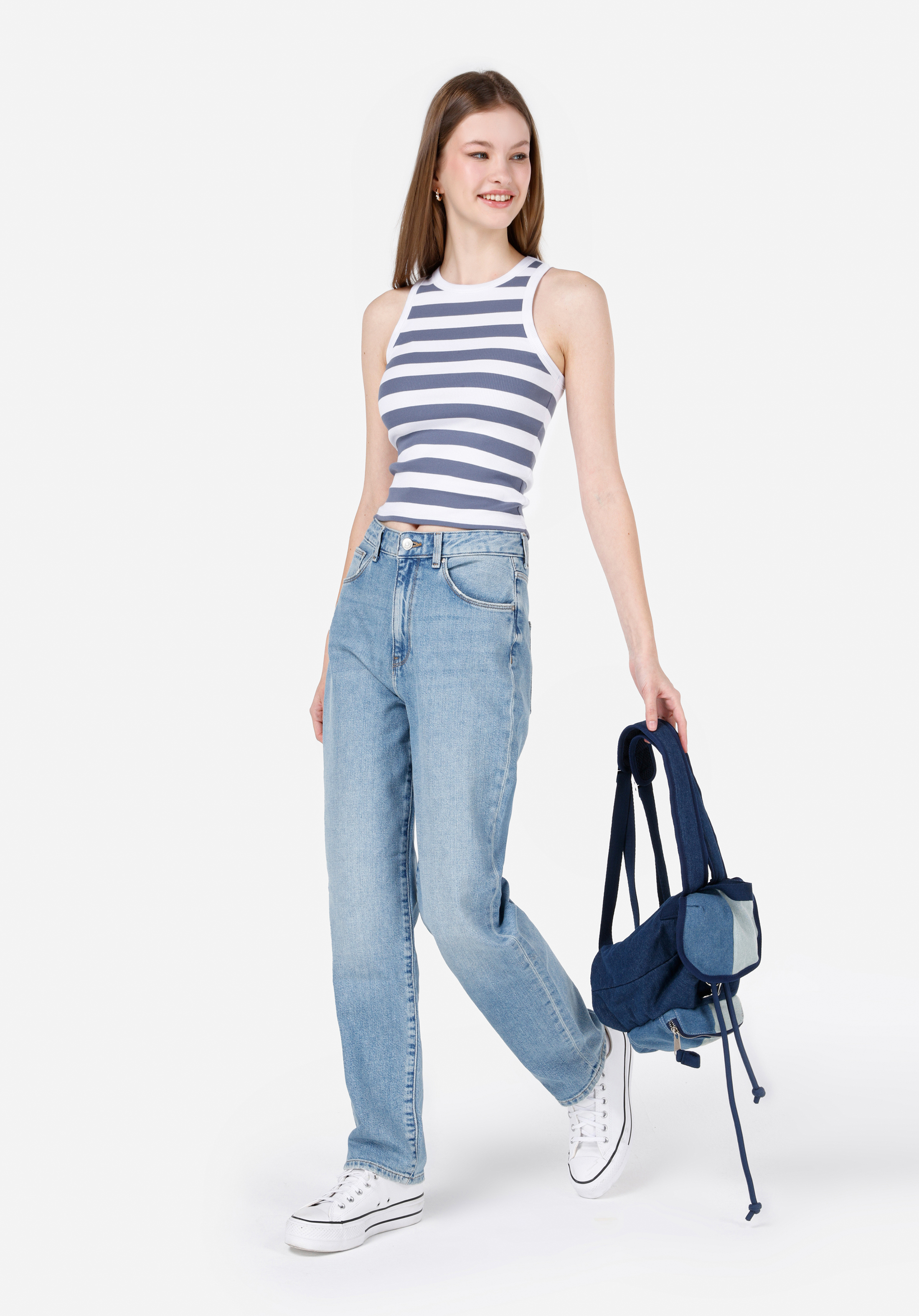Straight Fit   Kadın İndigo Jean Pantolon