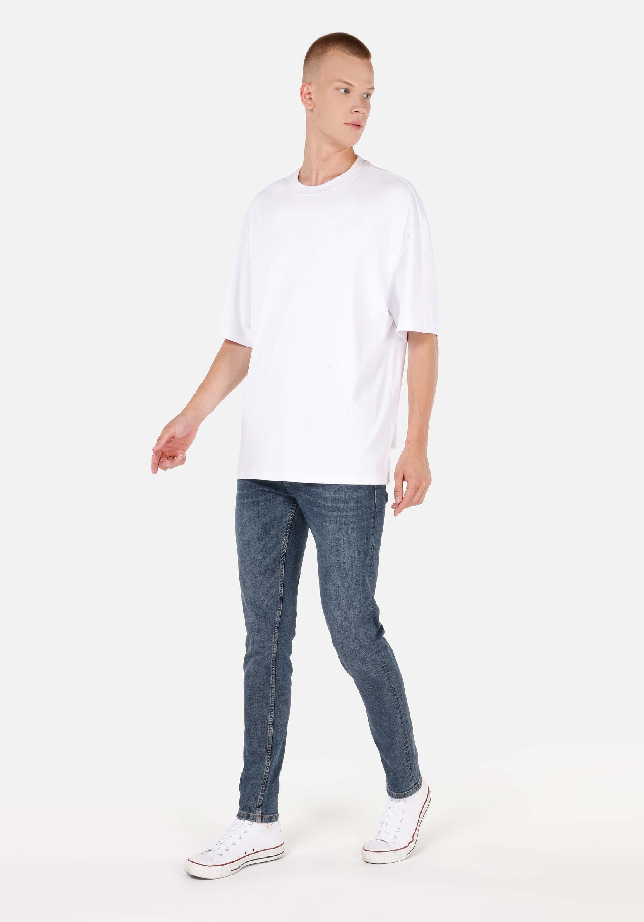 Regular Fit Orta Bel Daralan Paça Erkek İndigo Jean Pantolon