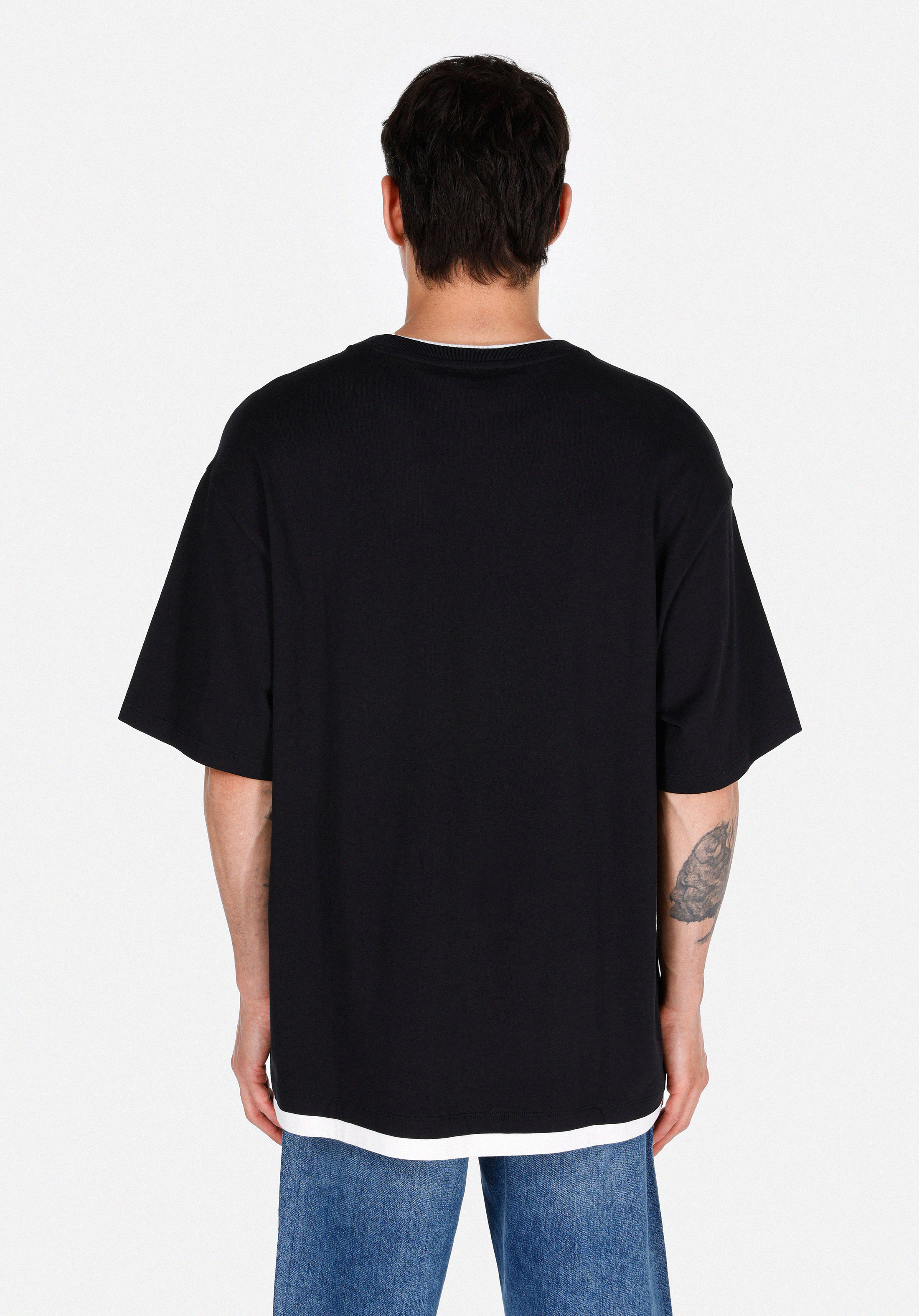 Oversize Fit Yuvarlak Yaka Düz Erkek Siyah Kısa Kol Tişört