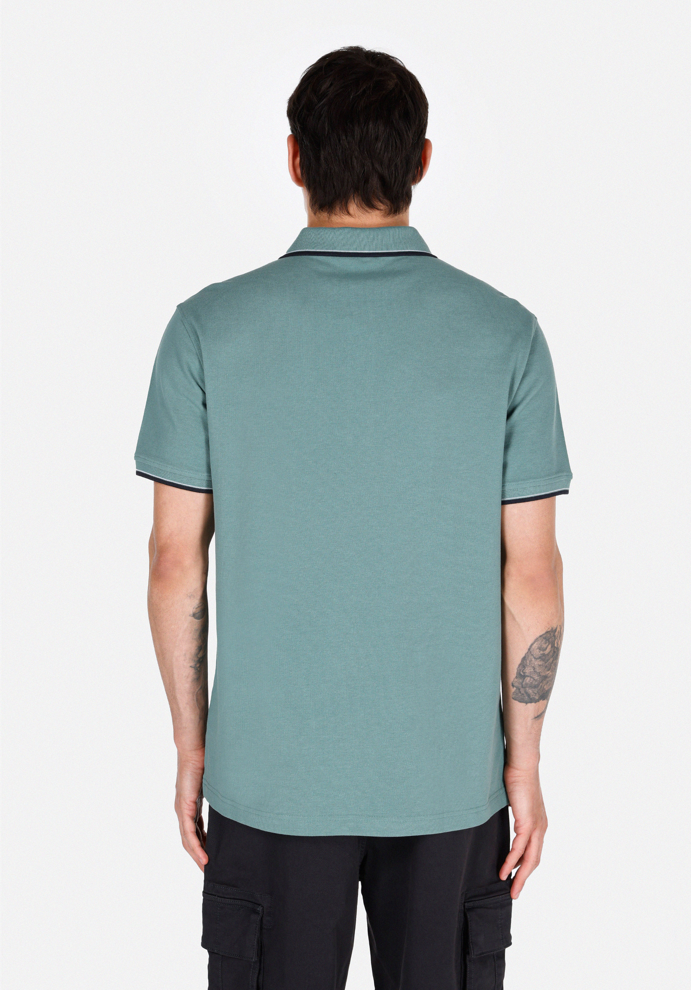 Regular Fit Polo Yaka Düz Erkek Yeşil Kısa Kol Tişört