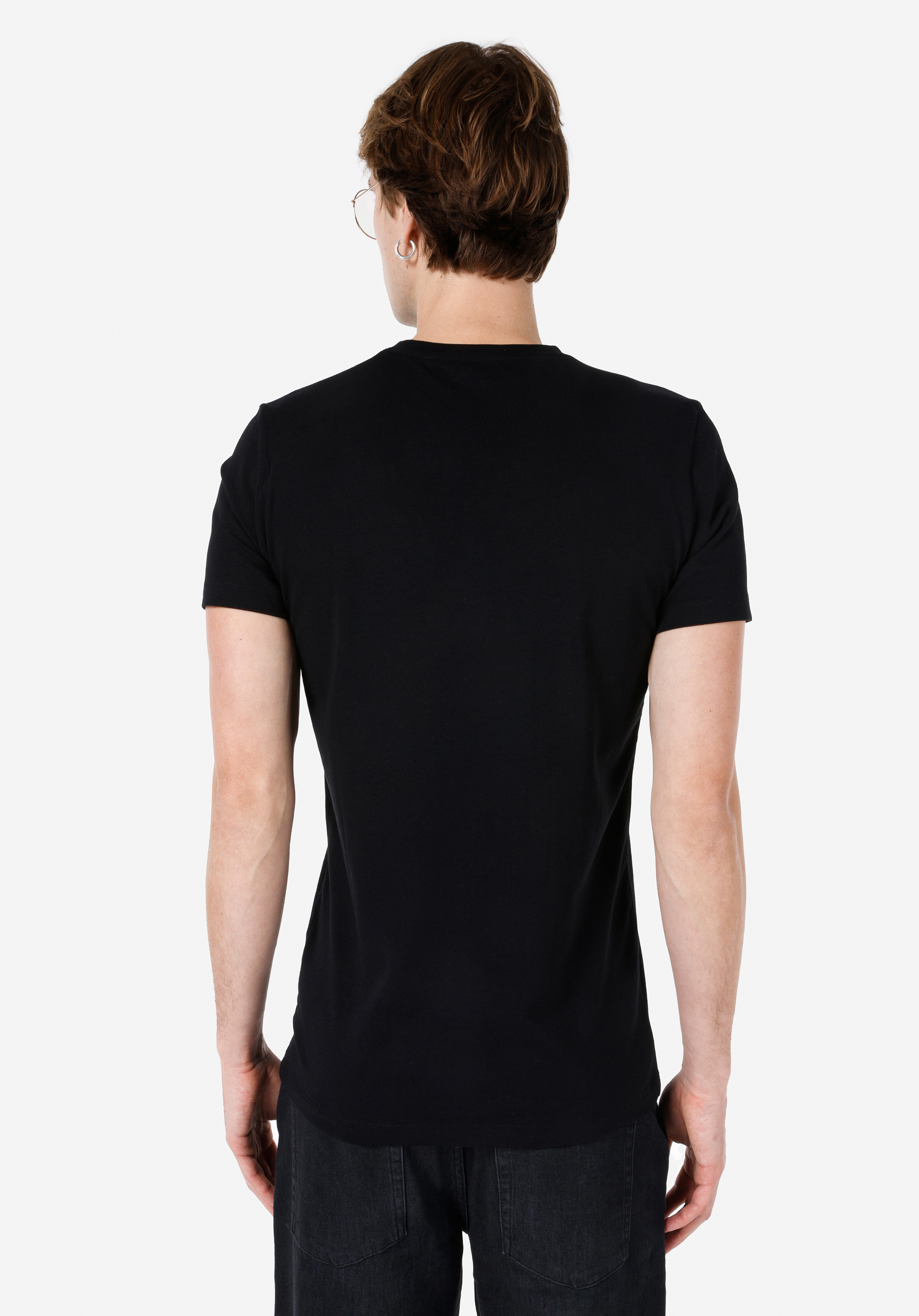 Slim Fit Yuvarlak Yaka Düz Erkek Siyah Kısa Kol Tişört