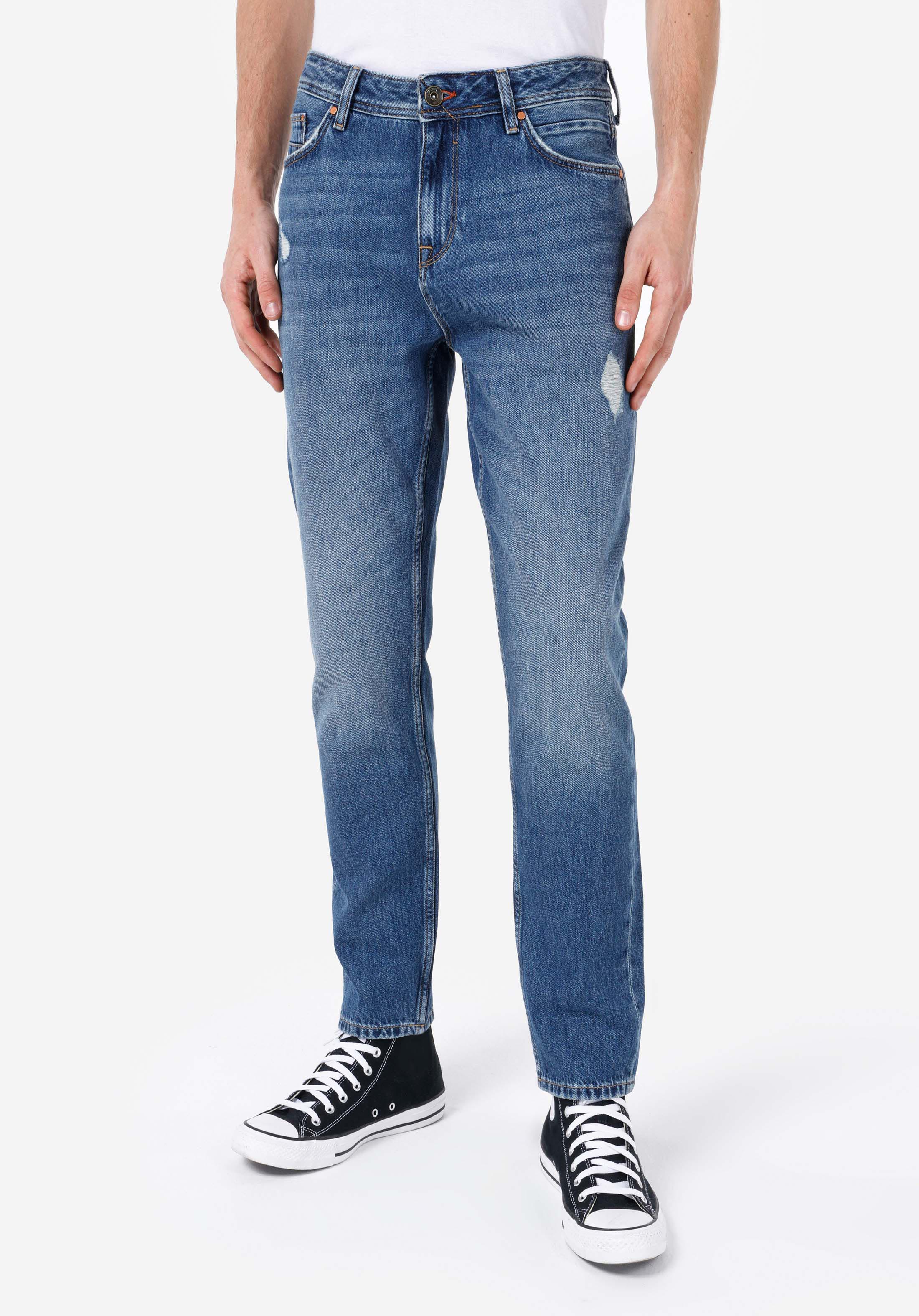Regular Fit Orta Bel Daralan Paça Erkek İndigo Jean Pantolon