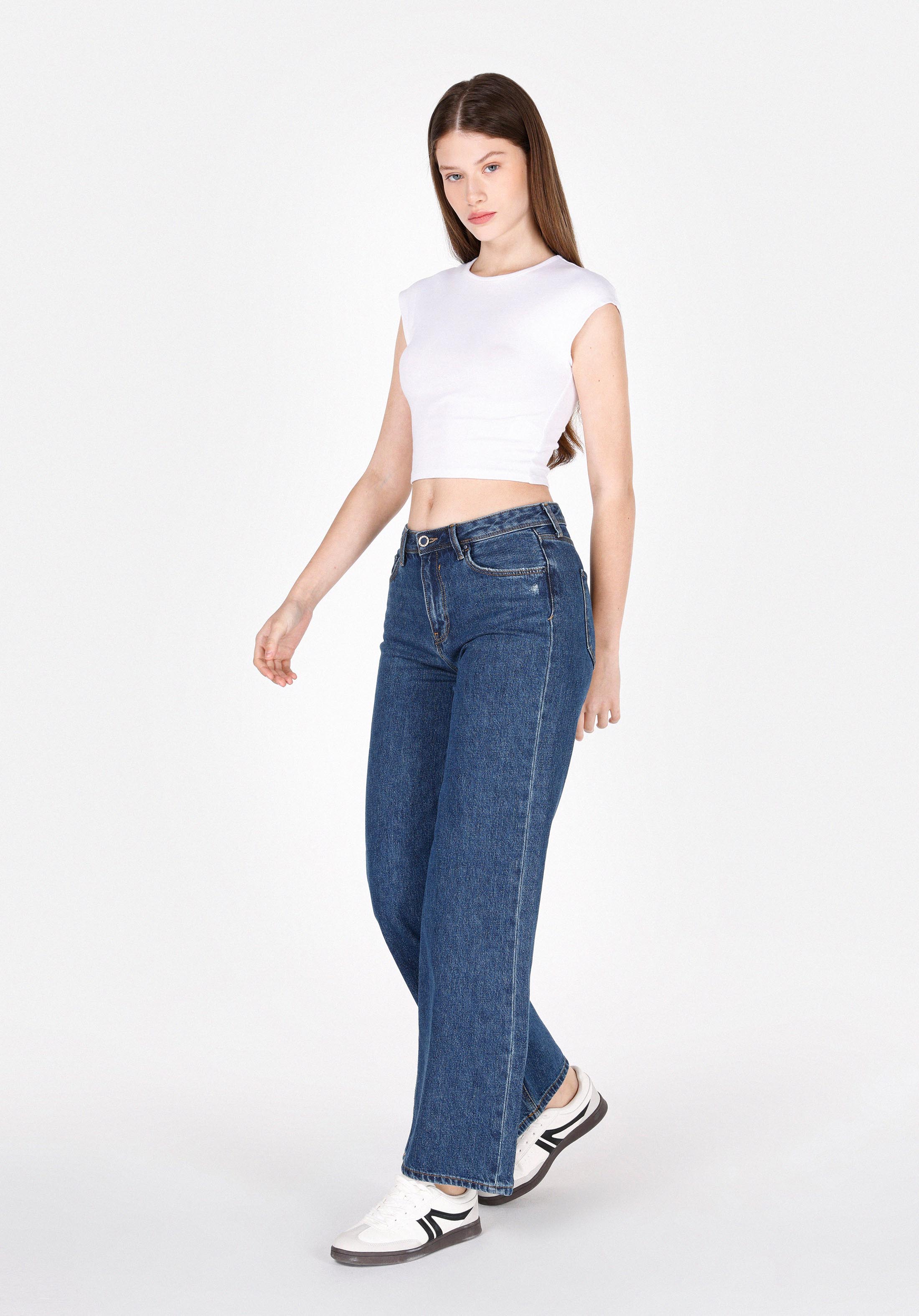 Regular Fit   Kadın İndigo Jean Pantolon