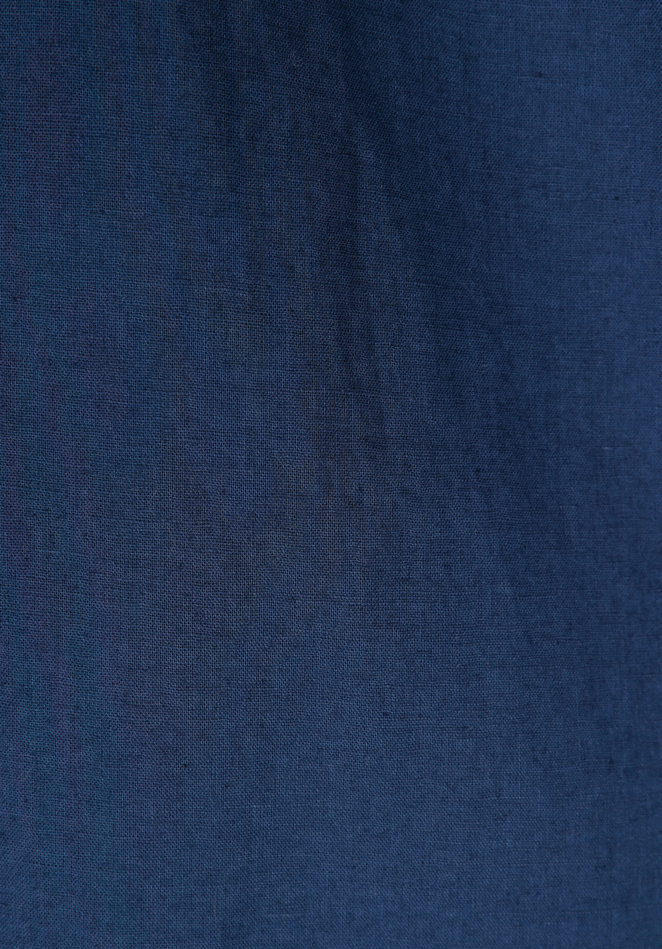 Regular Fit Shirt Neck Düz Erkek Keten Karışımlı Lacivert Uzun Kol Gömlek