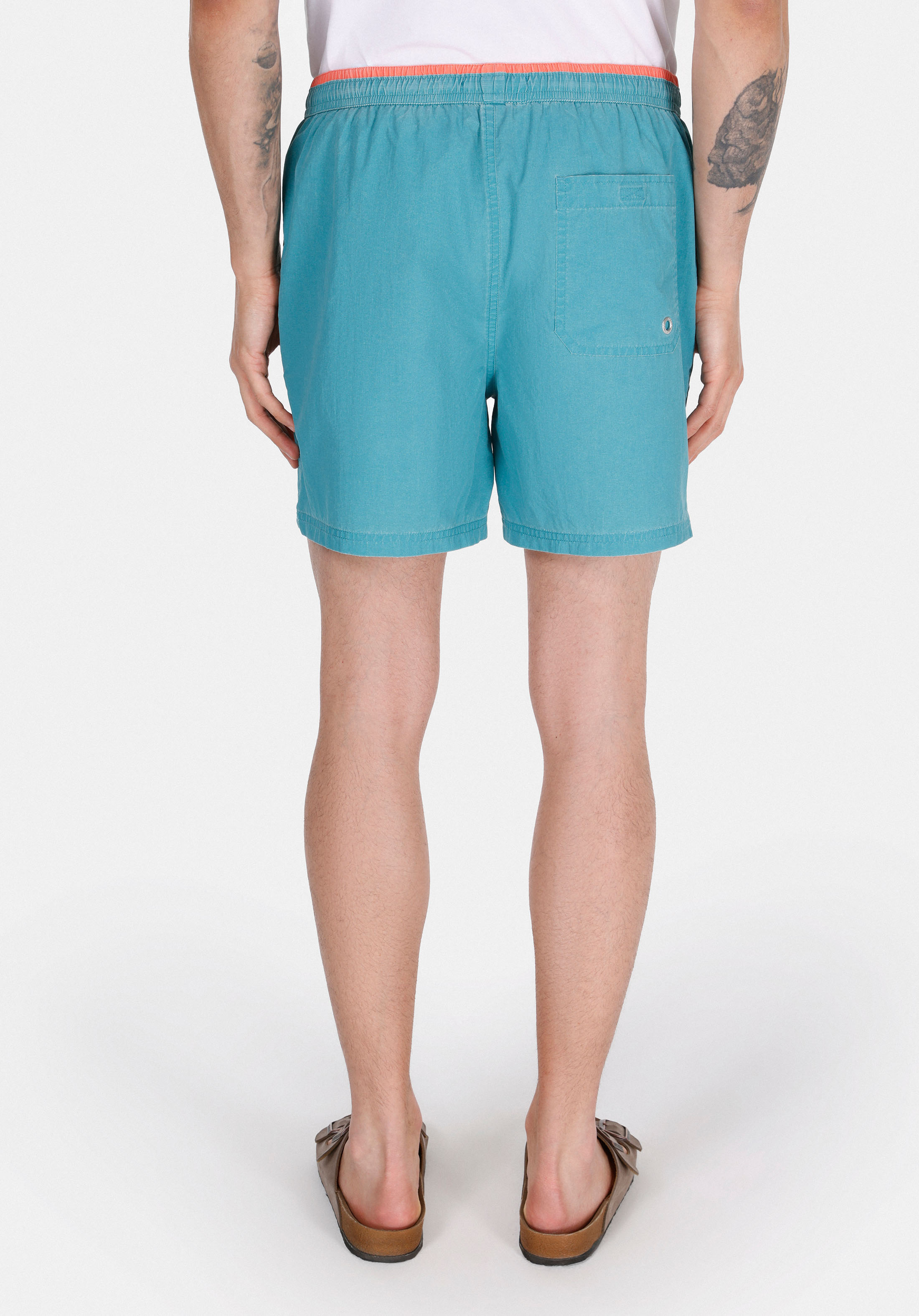 Slim Fit Düz Erkek Mavi Deniz Şortu