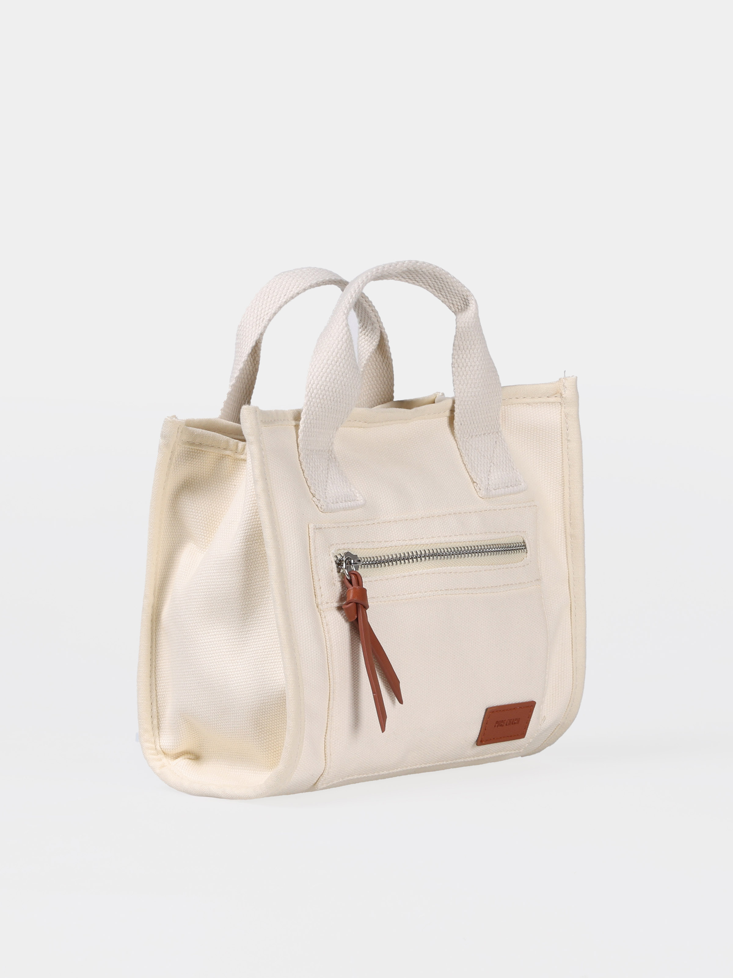 Kadın Ekru Fermuar Detaylı Çanta