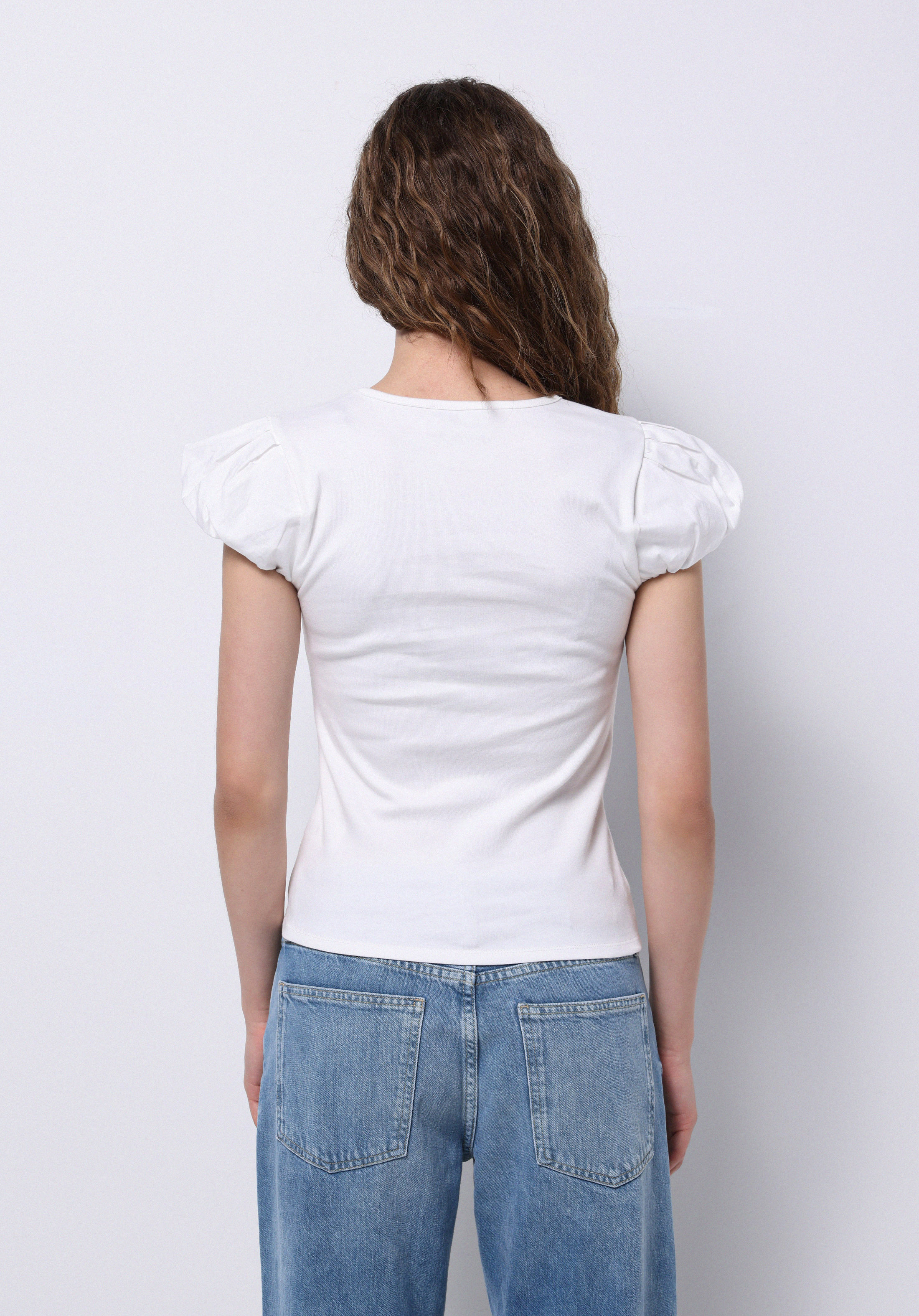 Slim Fit   Kadın Beyaz Kısa Kol Tişört