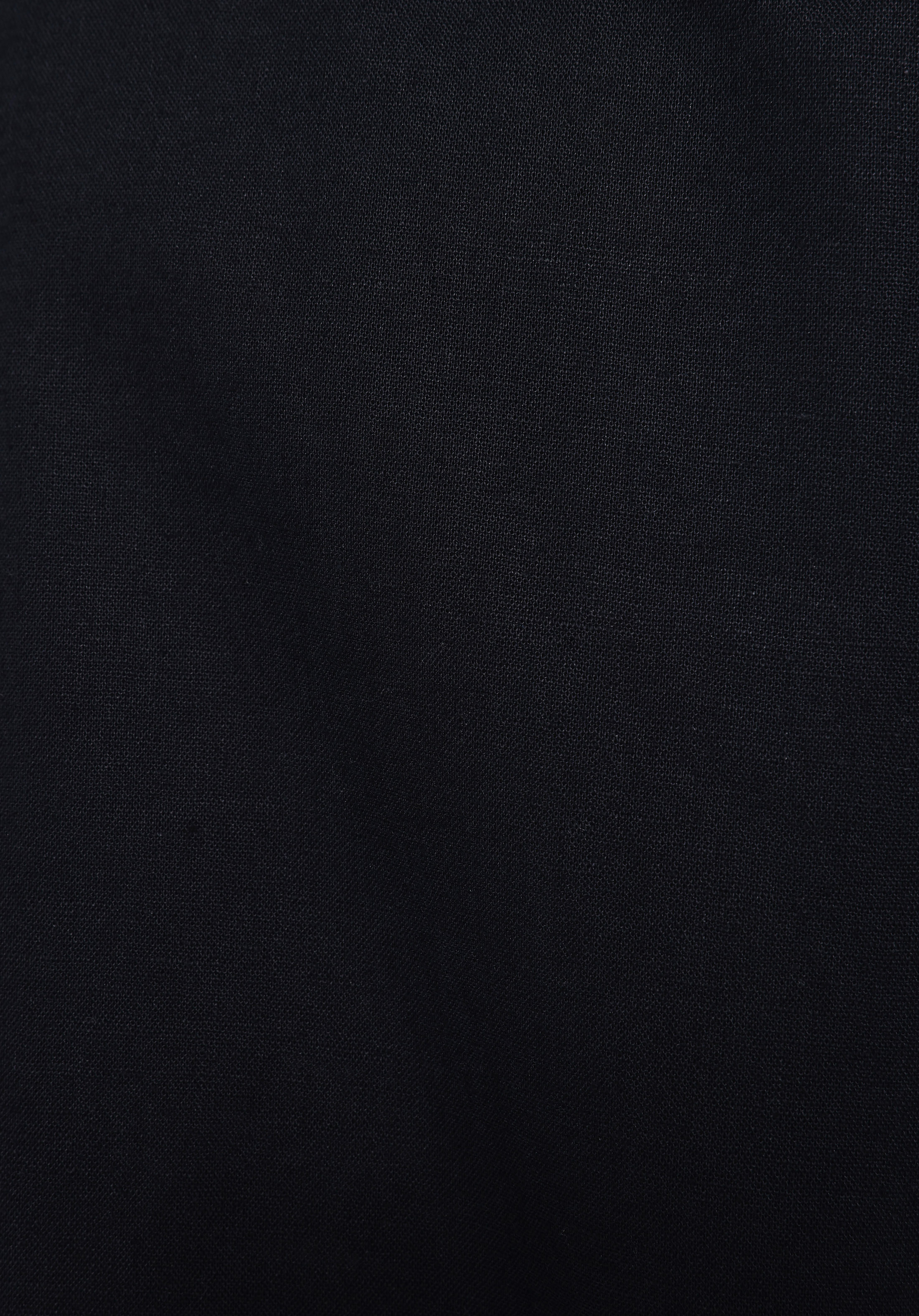 Regular Fit Shirt Neck Düz Erkek Keten Karışımlı Siyah Uzun Kol Gömlek