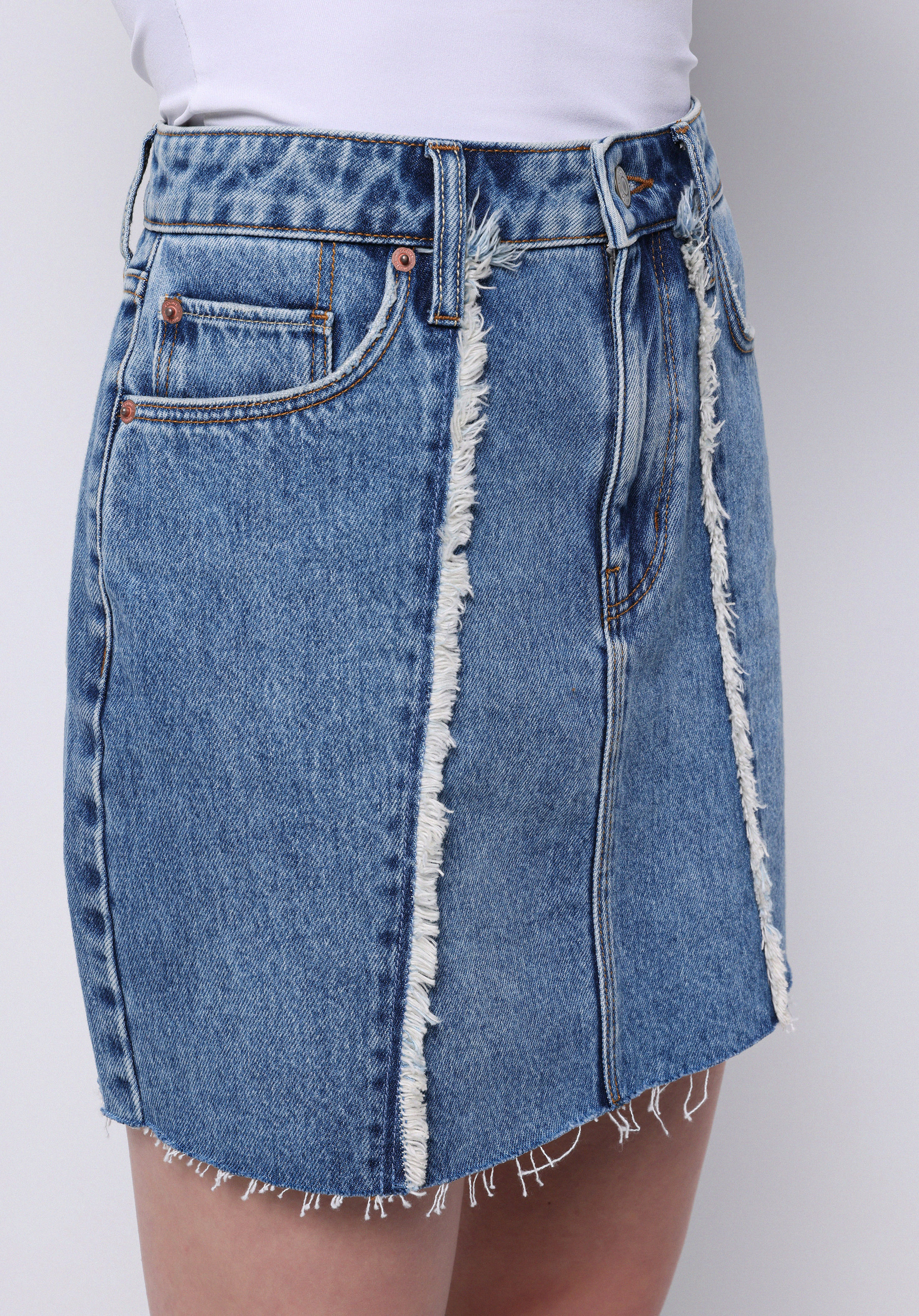 Slim Fit Düz Fermuarlı Kadın Denim Etek