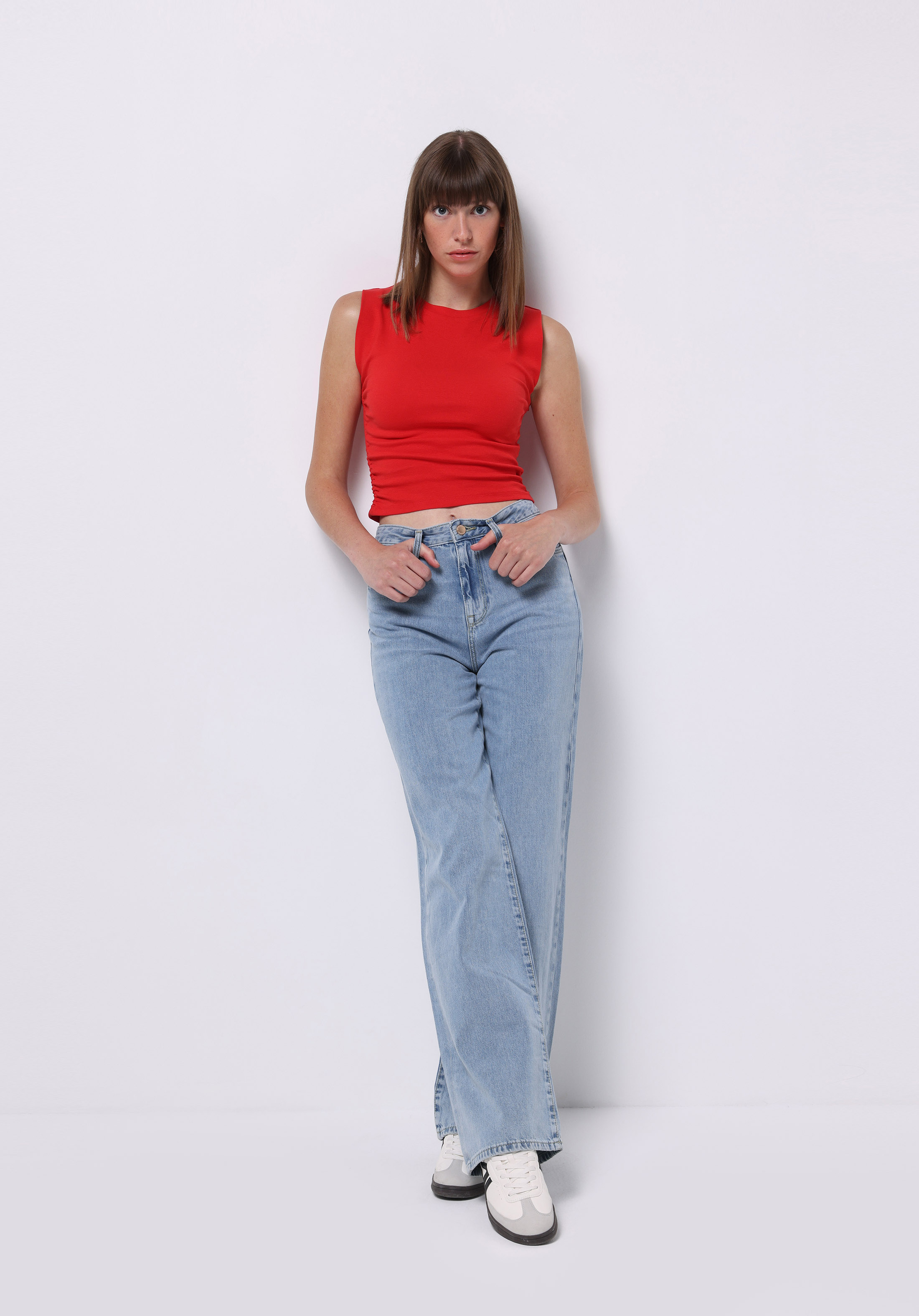 Slim Fit  Kolsuz Kadın Kirmizi Atlet