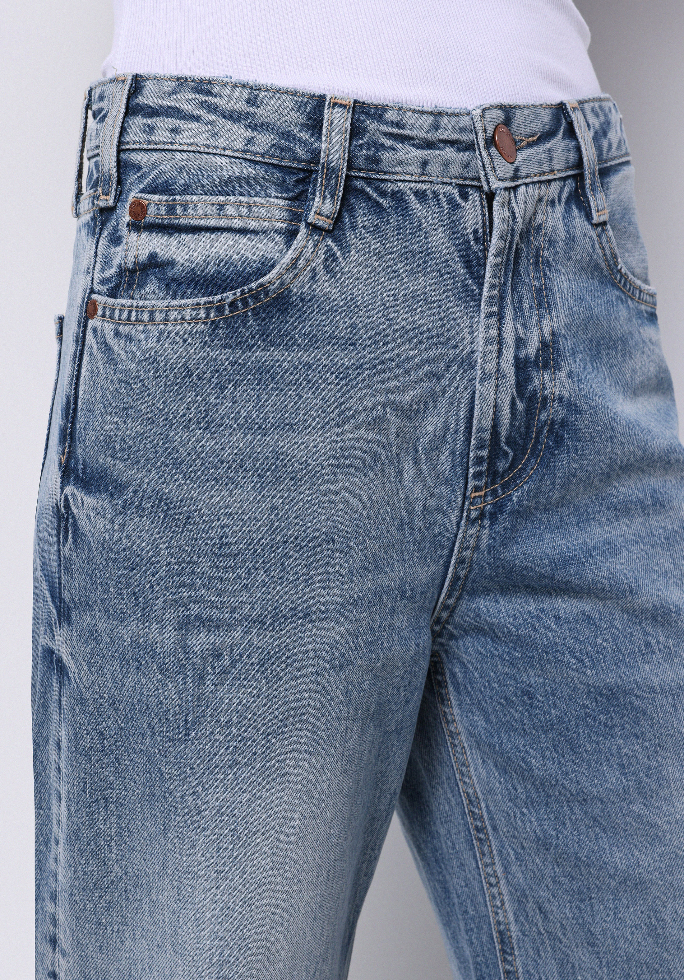 Regular Fit Yüksel Bel Geniş Paça Kadın İndigo Jean Pantolon