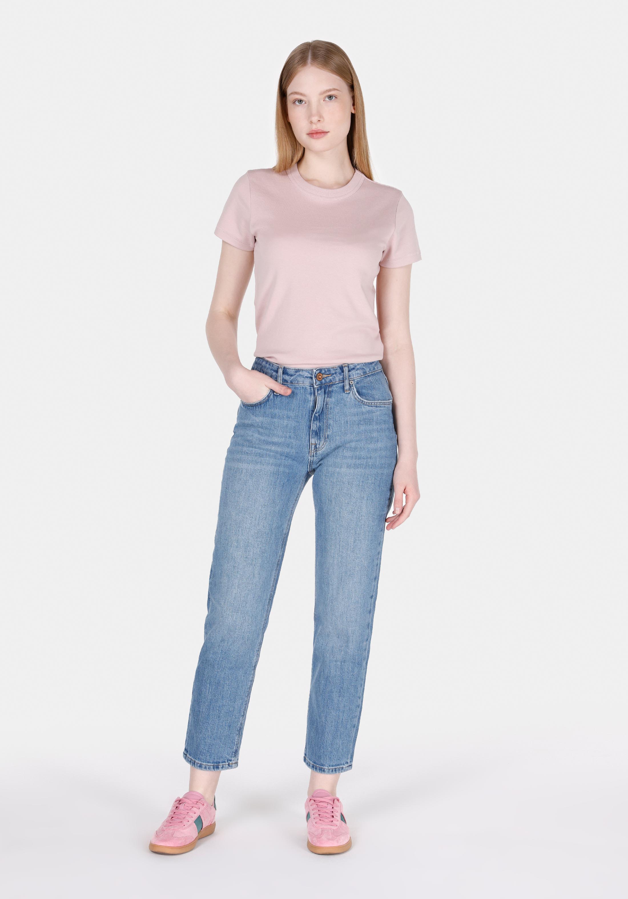 Slim Fit Orta Bel Daralan Paça Kadın İndigo Jean Pantolon