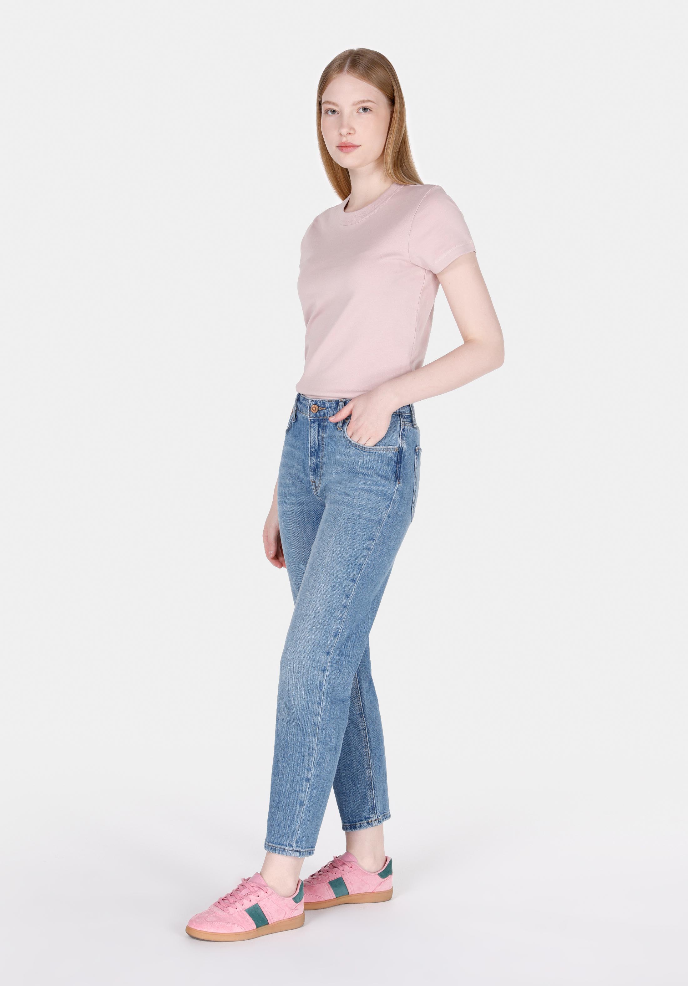 Slim Fit Orta Bel Daralan Paça Kadın İndigo Jean Pantolon