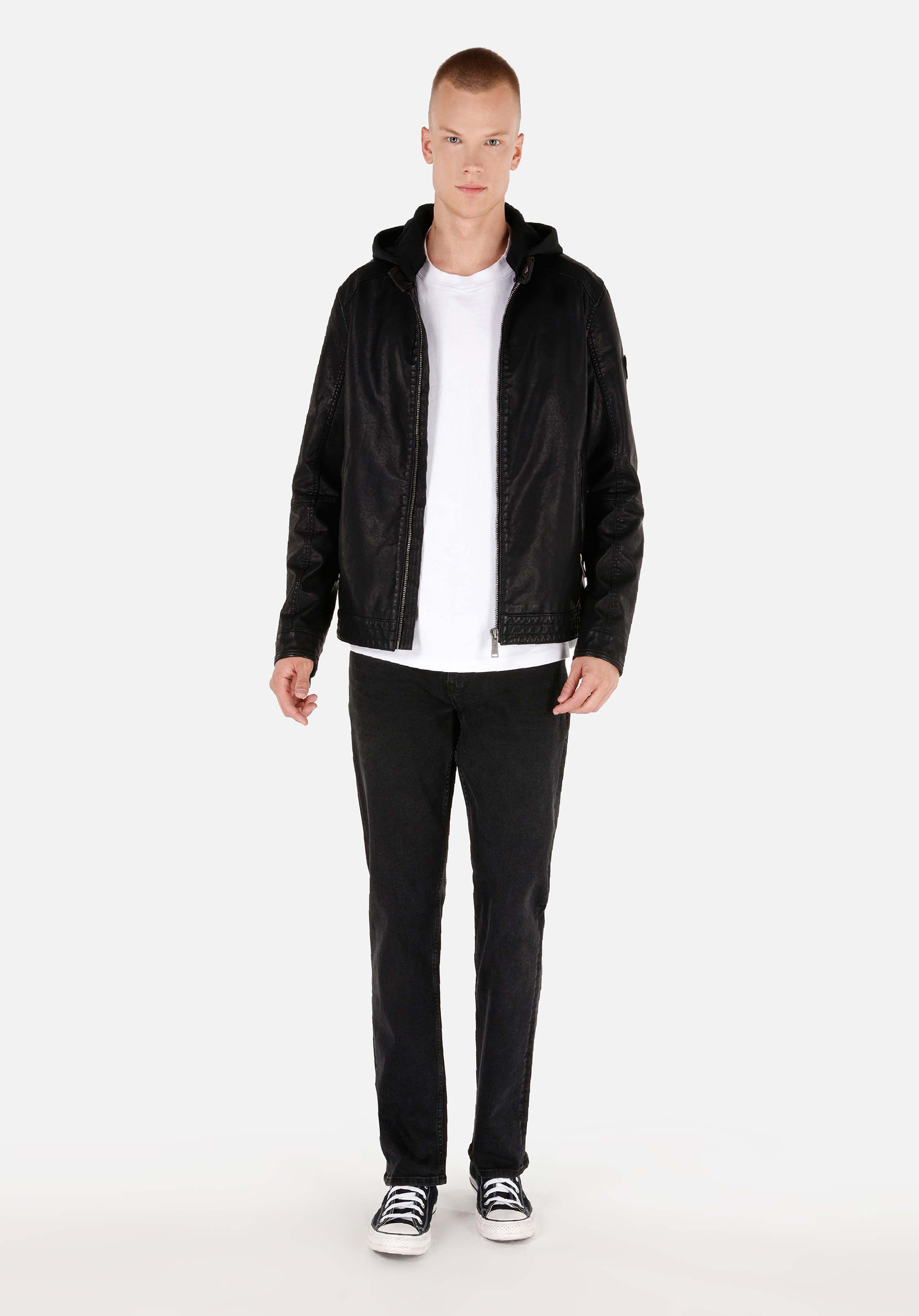 Slim Fit     Erkek Siyah Mont Pu
