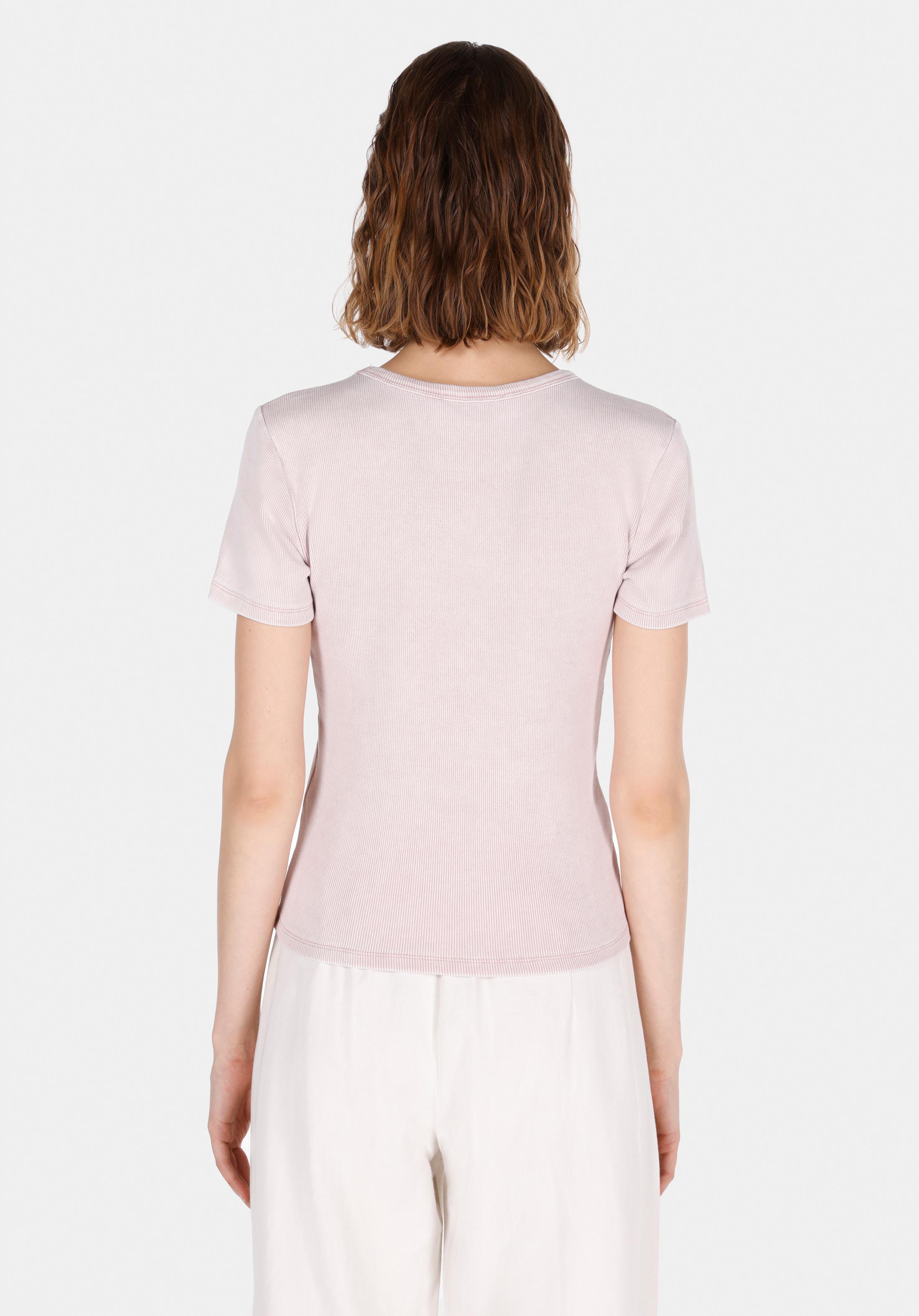 Slim Fit   Kadın Pembe Kısa Kol Tişört