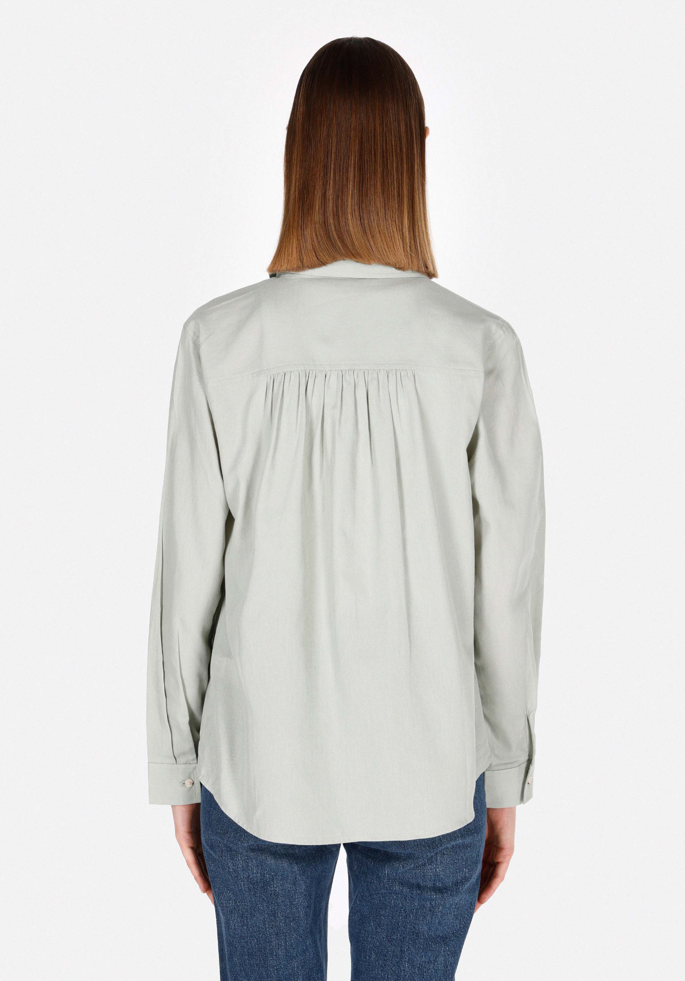 Regular Fit Shirt Neck Düz Kadın Yeşil Uzun Kol Gömlek
