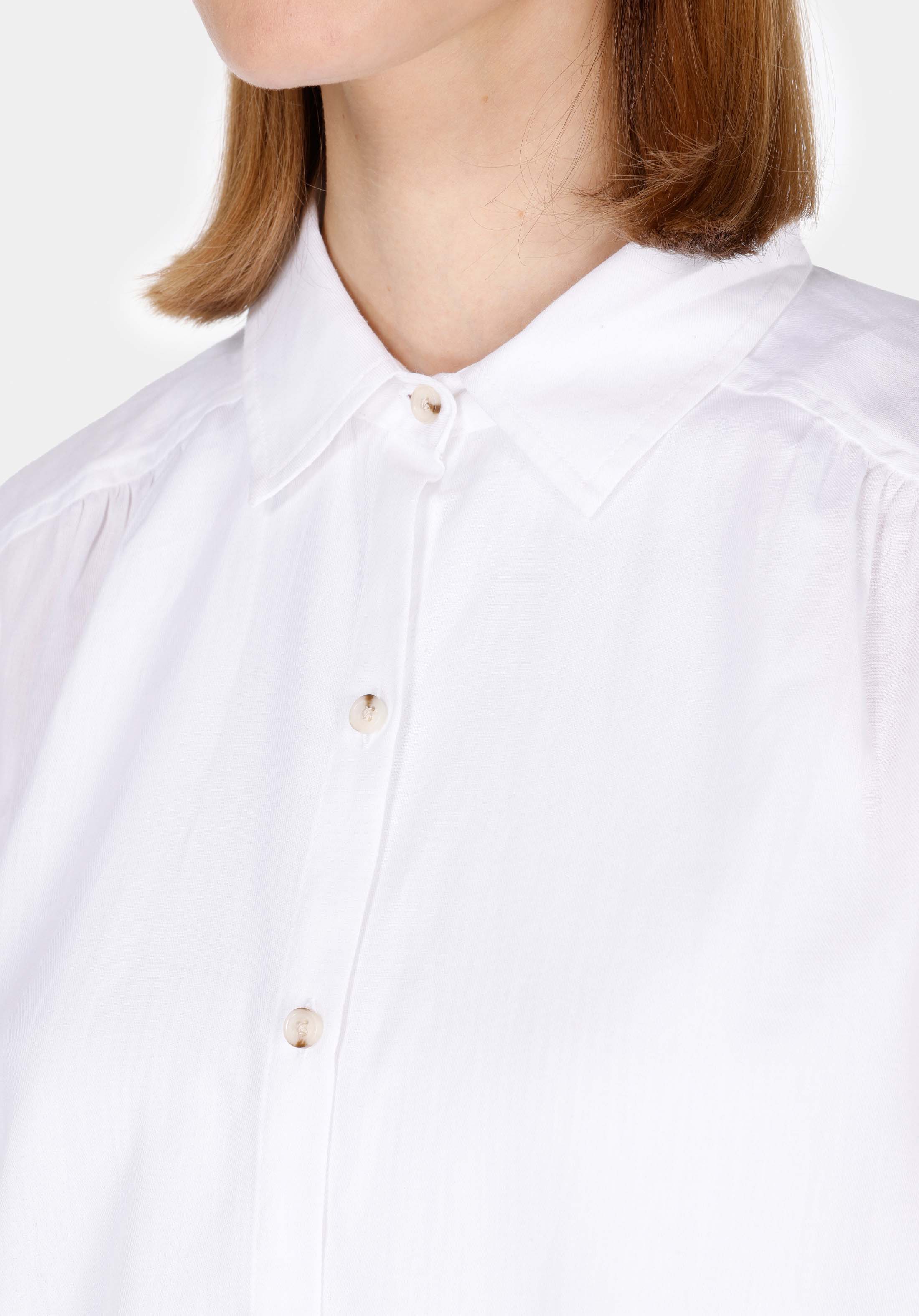 Regular Fit Shirt Neck Düz Kadın Beyaz Uzun Kol Gömlek