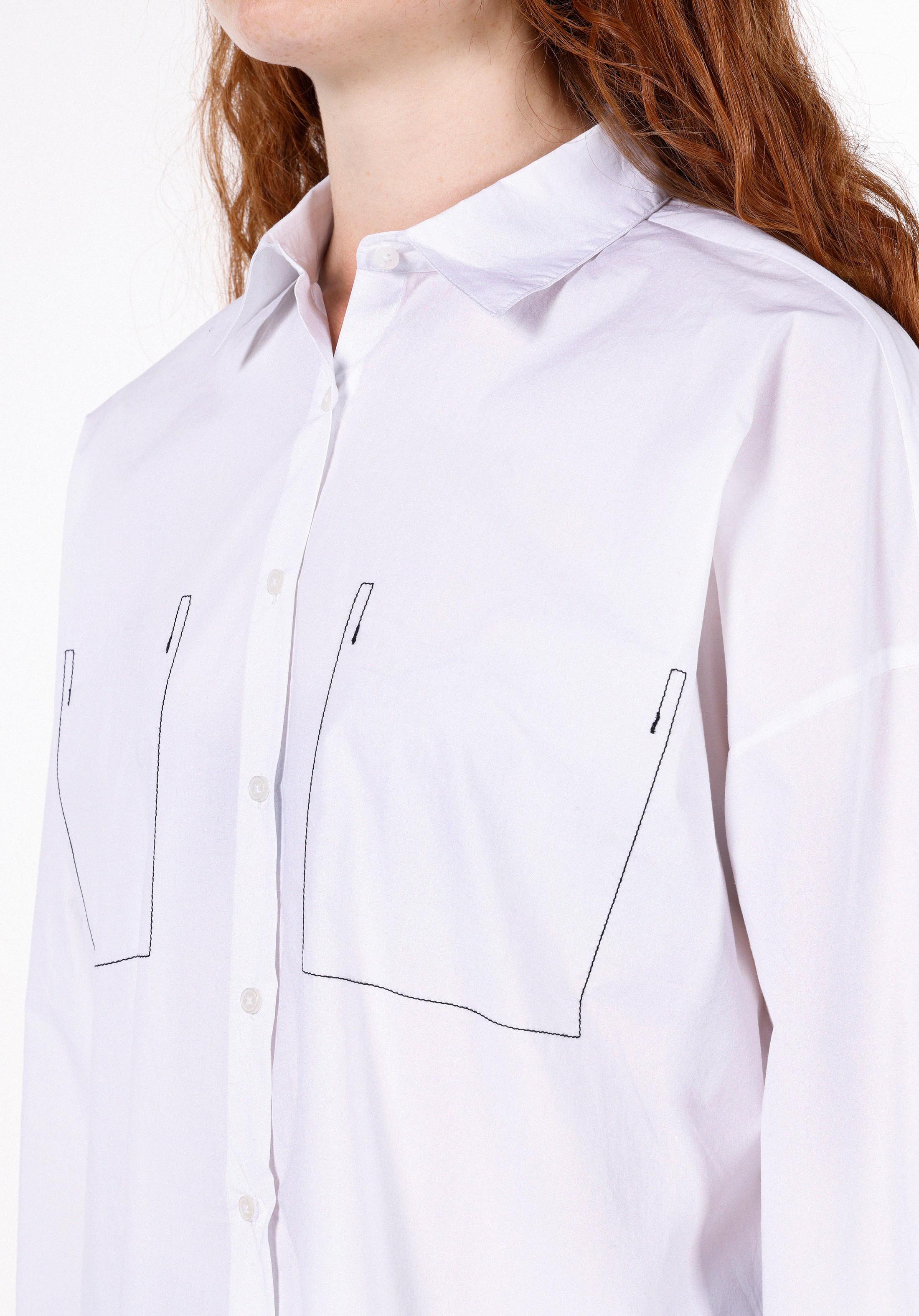 Regular Fit Shirt Neck Düz Kadın Beyaz Uzun Kol Gömlek