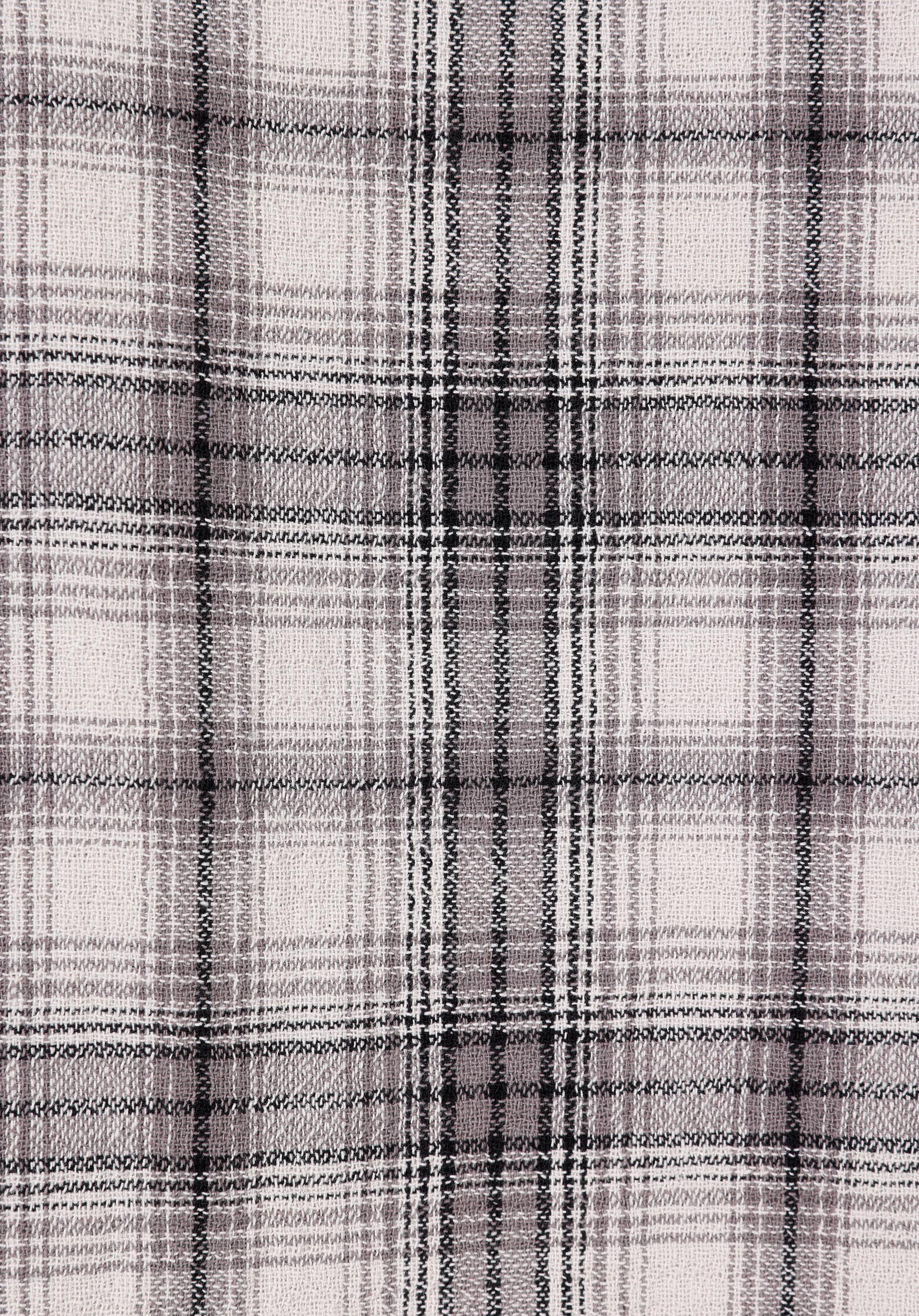 Comfort Fit Shirt Neck Ekoseli Erkek Gri Shacket