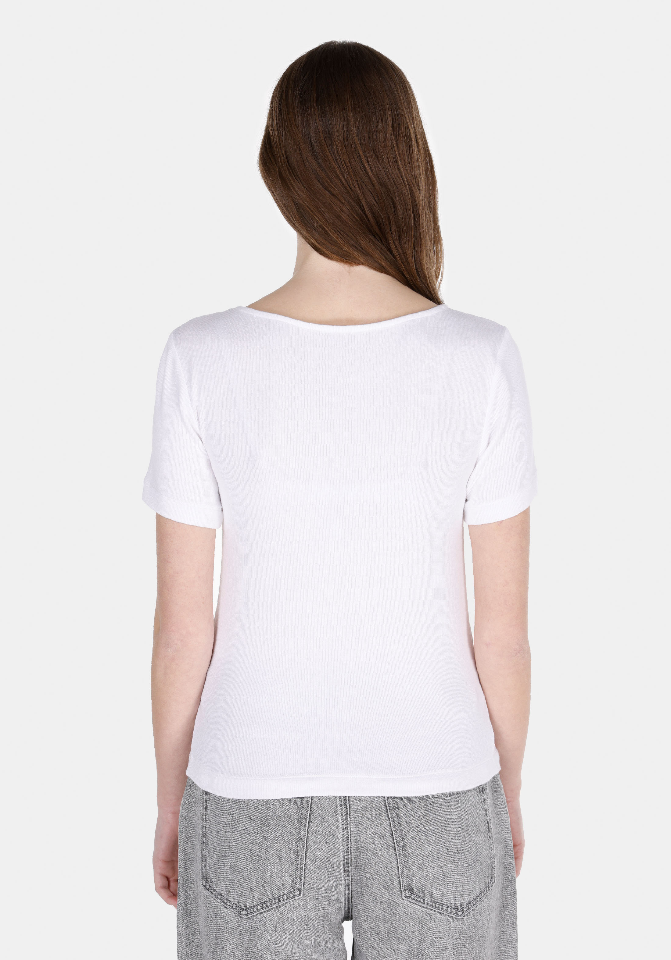 Slim Fit   Kadın Beyaz Kısa Kol Tişört