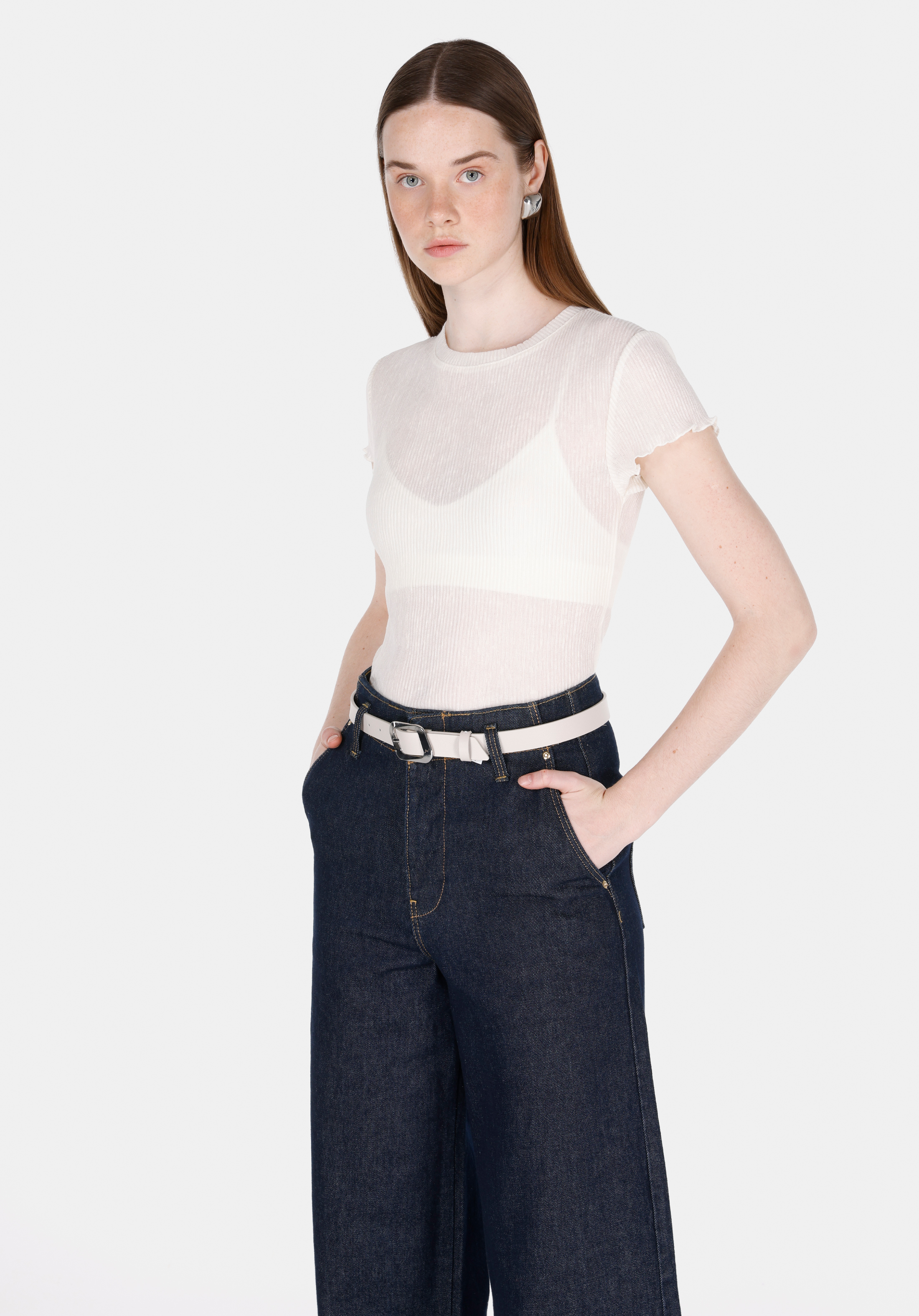 Regular Fit   Kadın Beyaz Kısa Kol Tişört