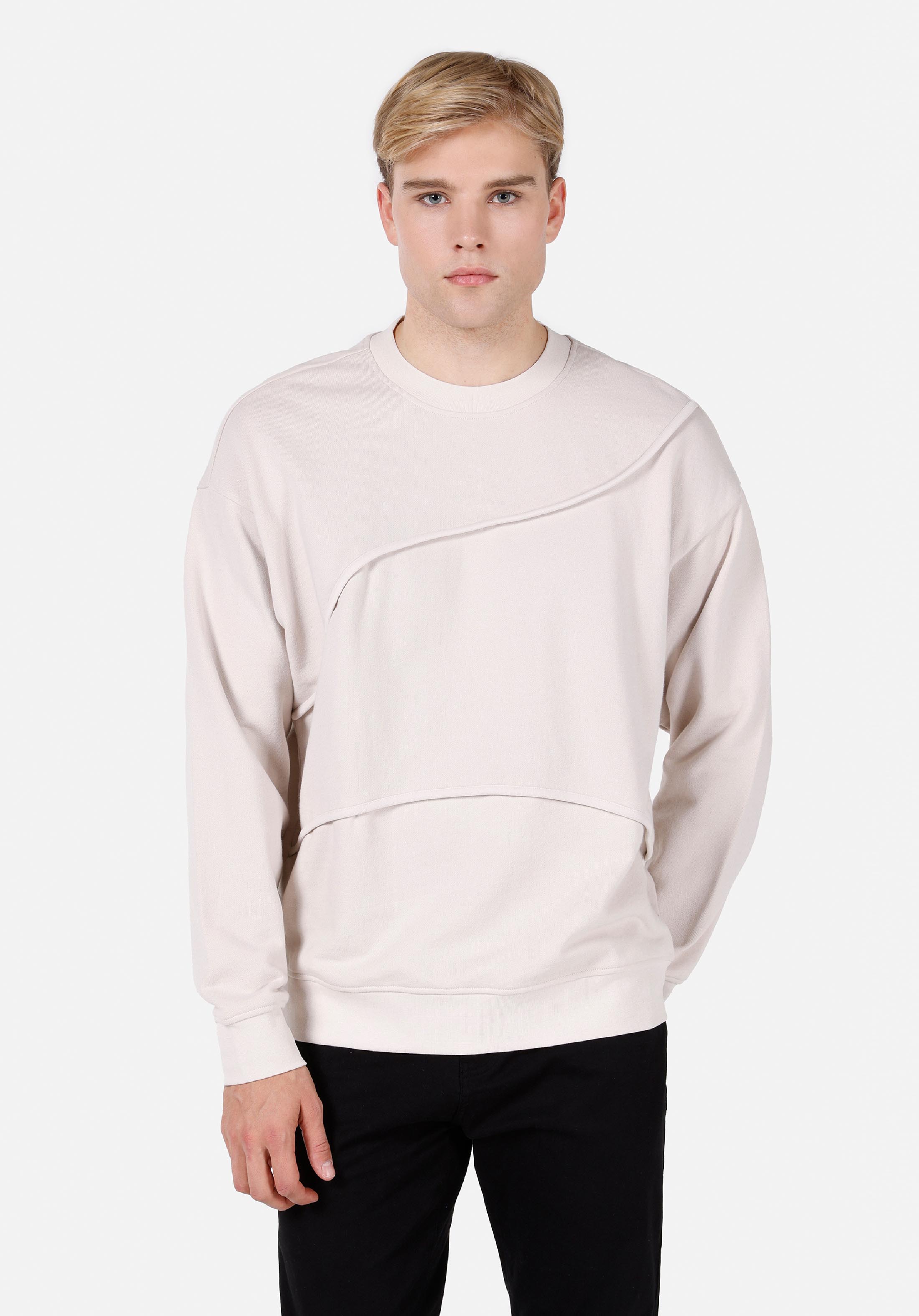 Oversize Fit   Erkek Taş Sweatshirt