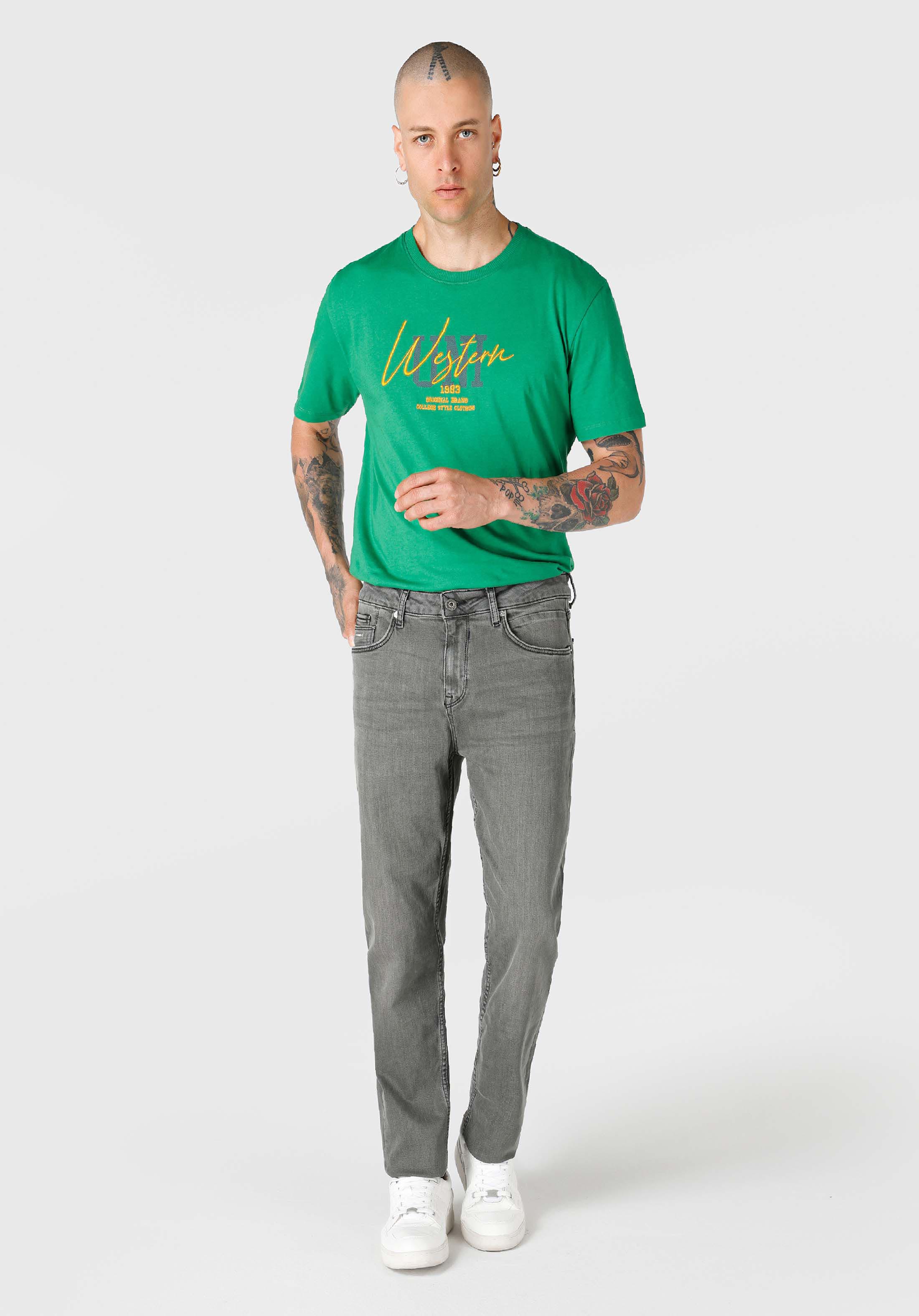 Regular Fit   Erkek Gri Jean Pantolon