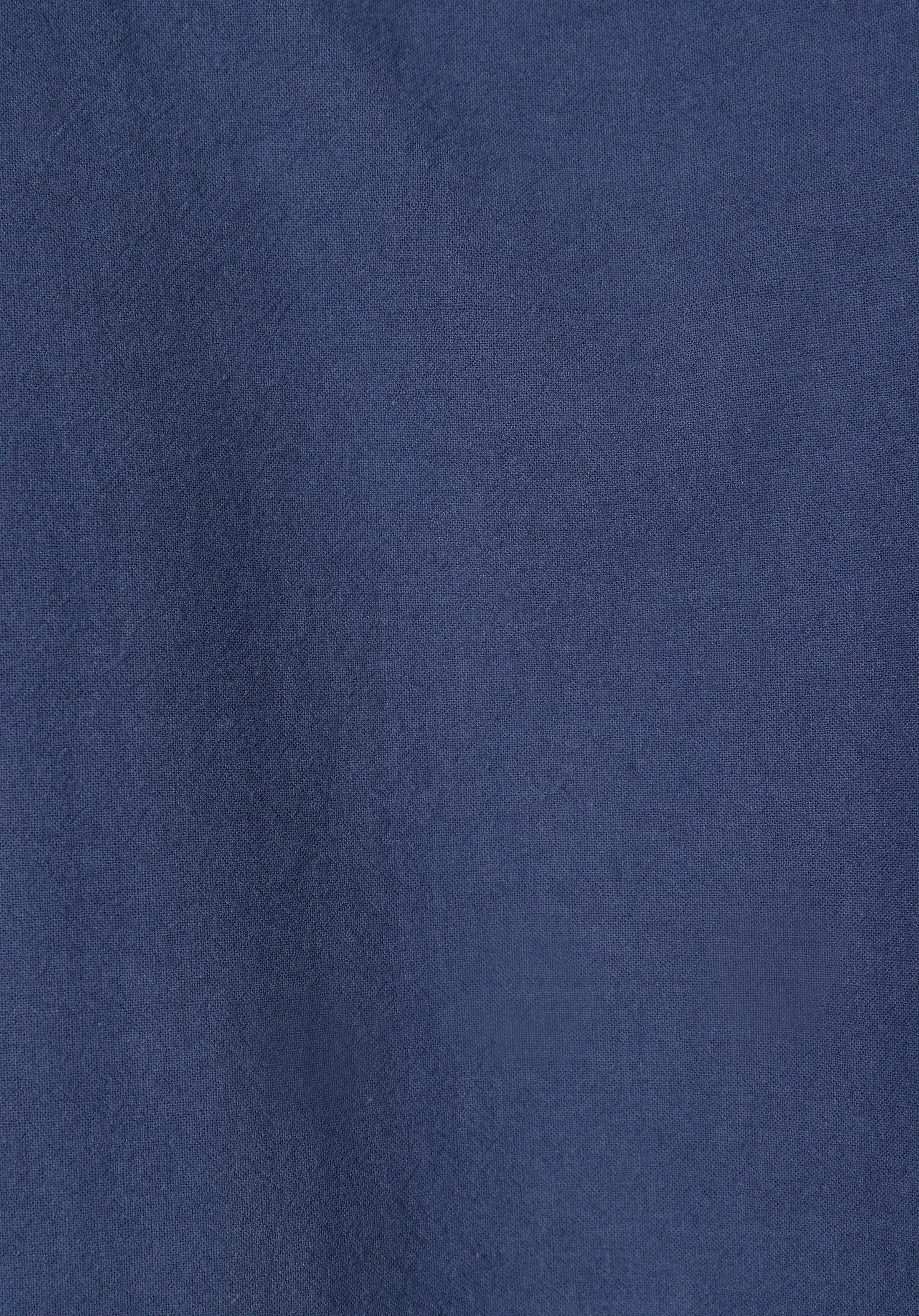 Slim Fit Shirt Neck Düz Erkek Mavi Uzun Kol Gömlek