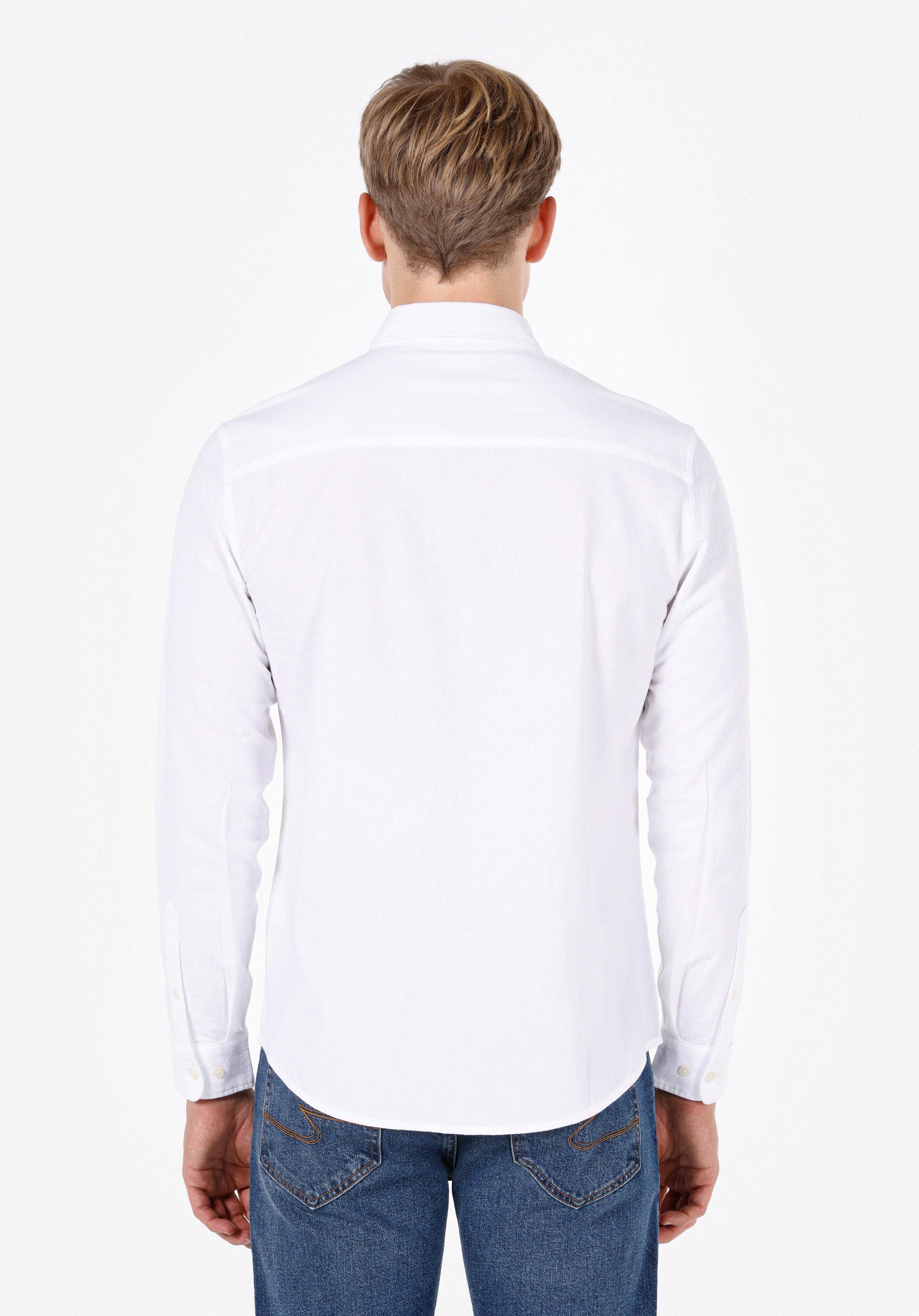 Slim Fit Shirt Neck Düz Erkek Beyaz Uzun Kol Gömlek