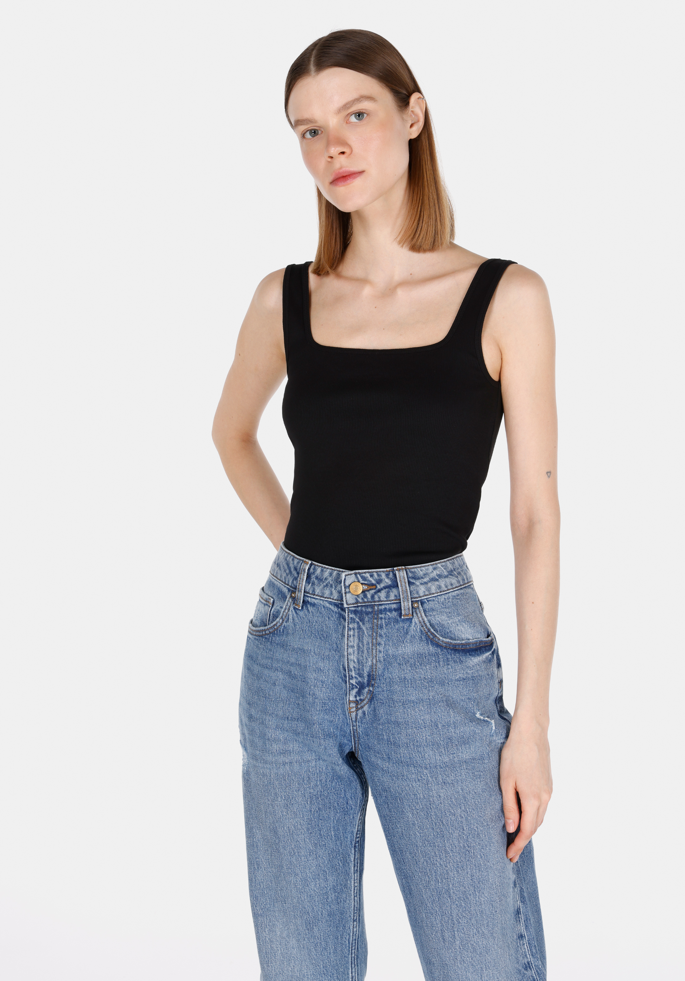 Slim Fit   Kadın Siyah Atlet
